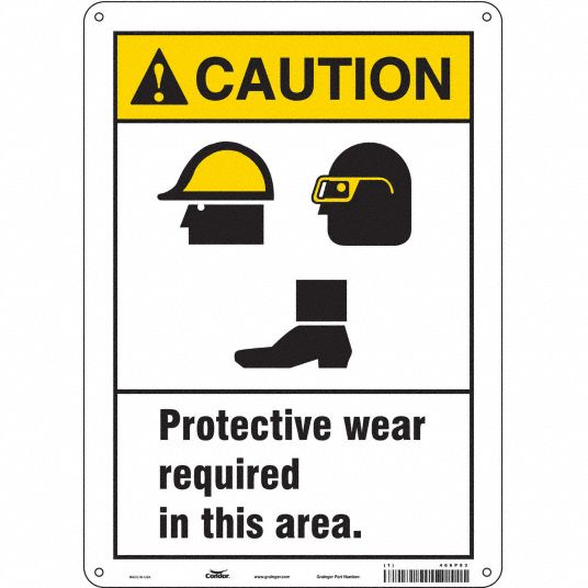 CONDOR Safety Sign: Aluminum, Mounting Holes Sign Mounting, 14 in x 10 ...