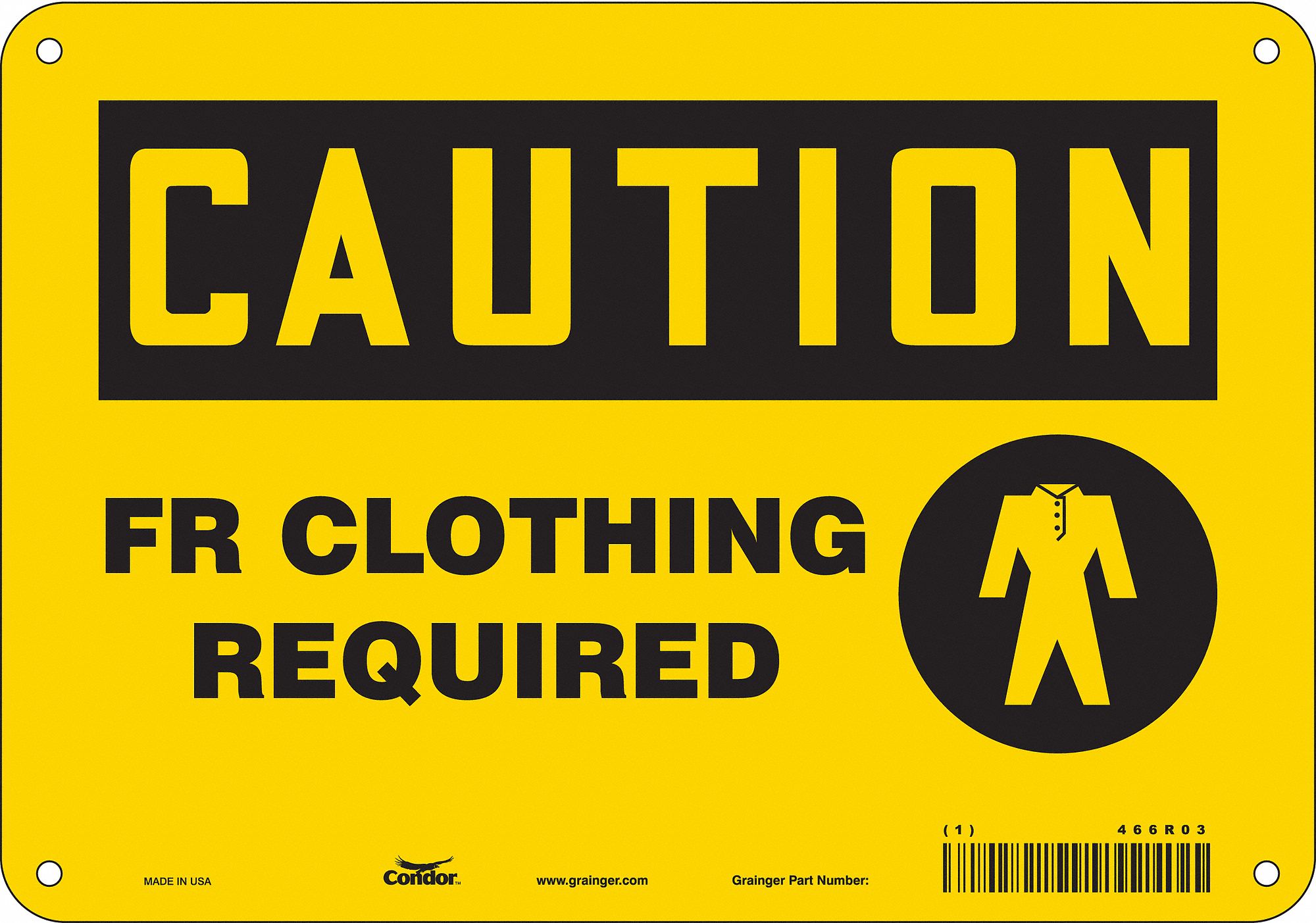 Condor safety sign sign format traditional osha fr clothing required