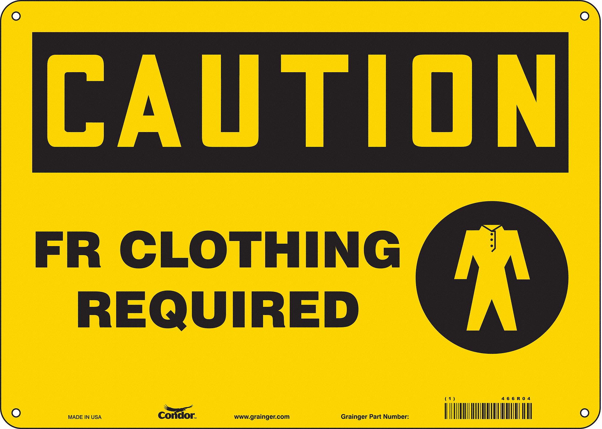 Safety Sign: Polyethylene, Mounting Holes Sign Mounting, 10 in x 14 in Nominal Sign Size