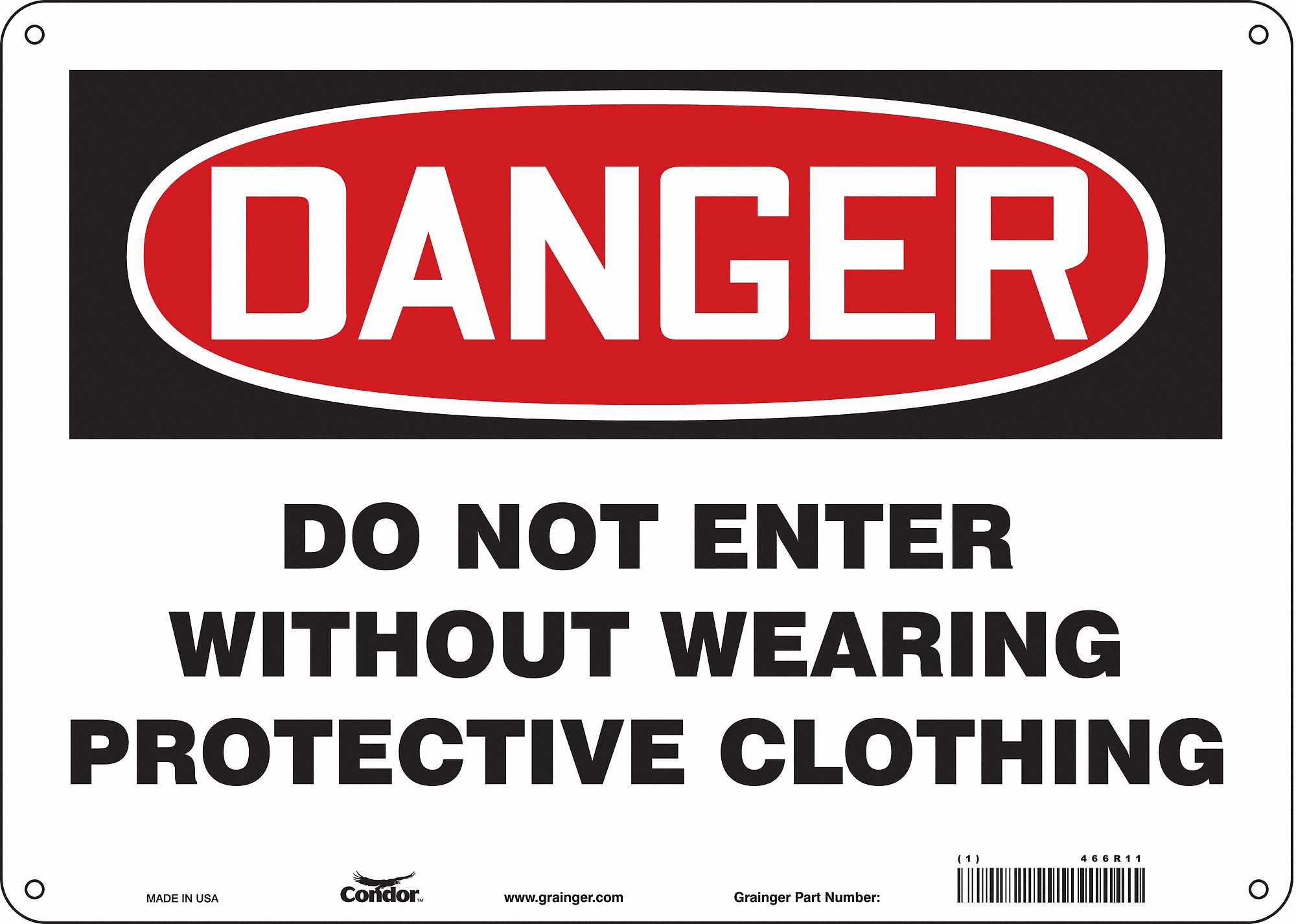 Safety Sign, 10 in x 14 in, Polyethylene