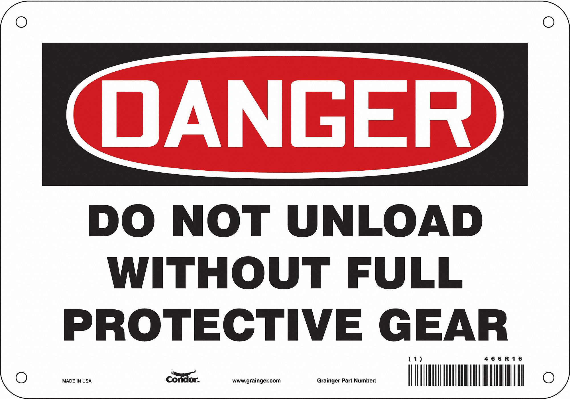 Safety Sign: Polyethylene, Mounting Holes Sign Mounting, 7 in x 10 in Nominal Sign Size, Danger