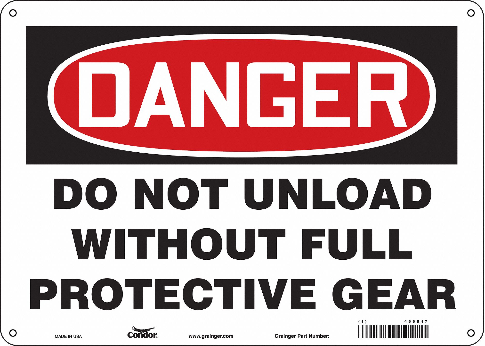 Safety Sign: Polyethylene, Mounting Holes Sign Mounting, 10 in x 14 in Nominal Sign Size, Danger