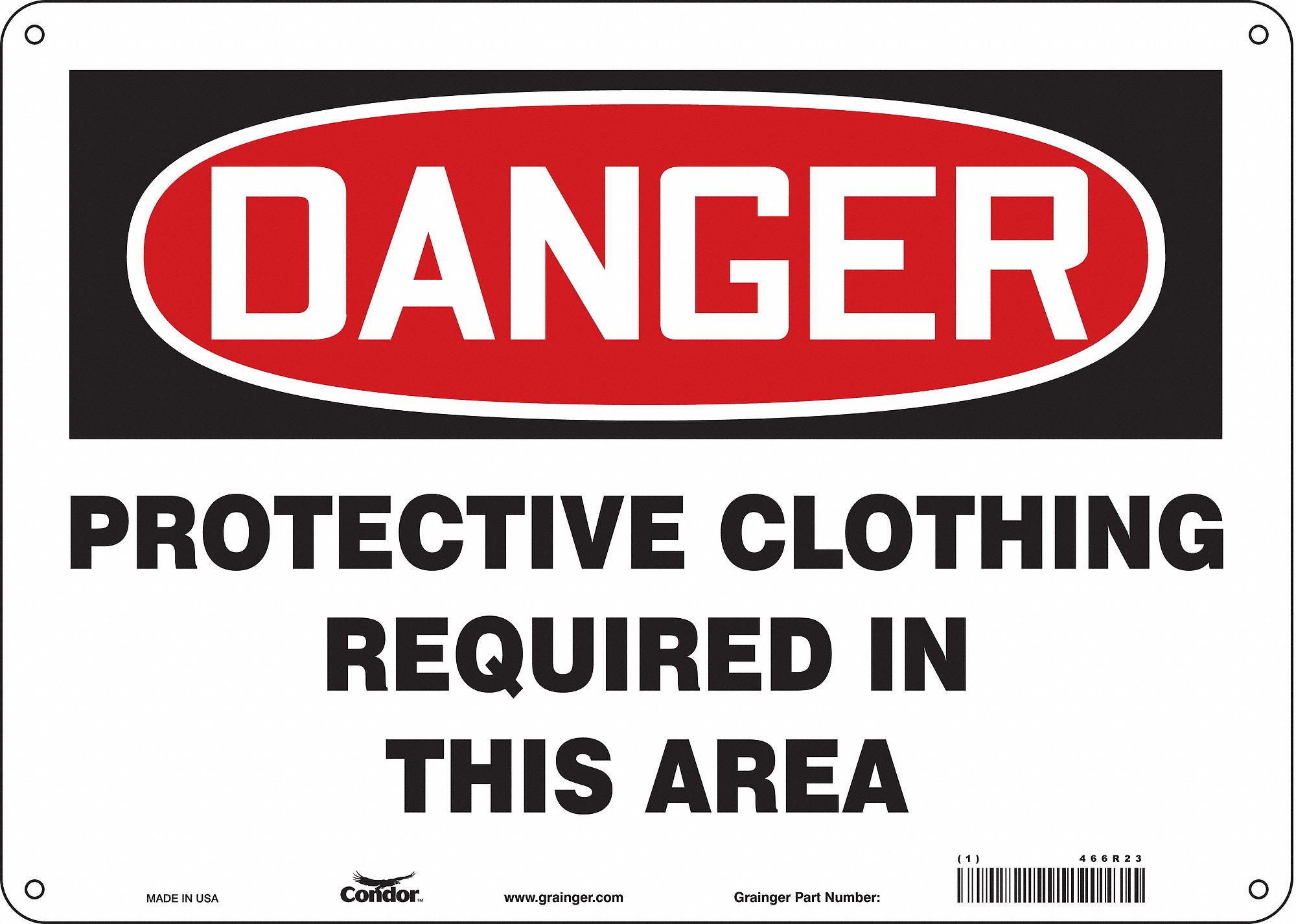 Safety Sign: Polyethylene, Mounting Holes Sign Mounting, 10 in x 14 in Nominal Sign Size, Danger
