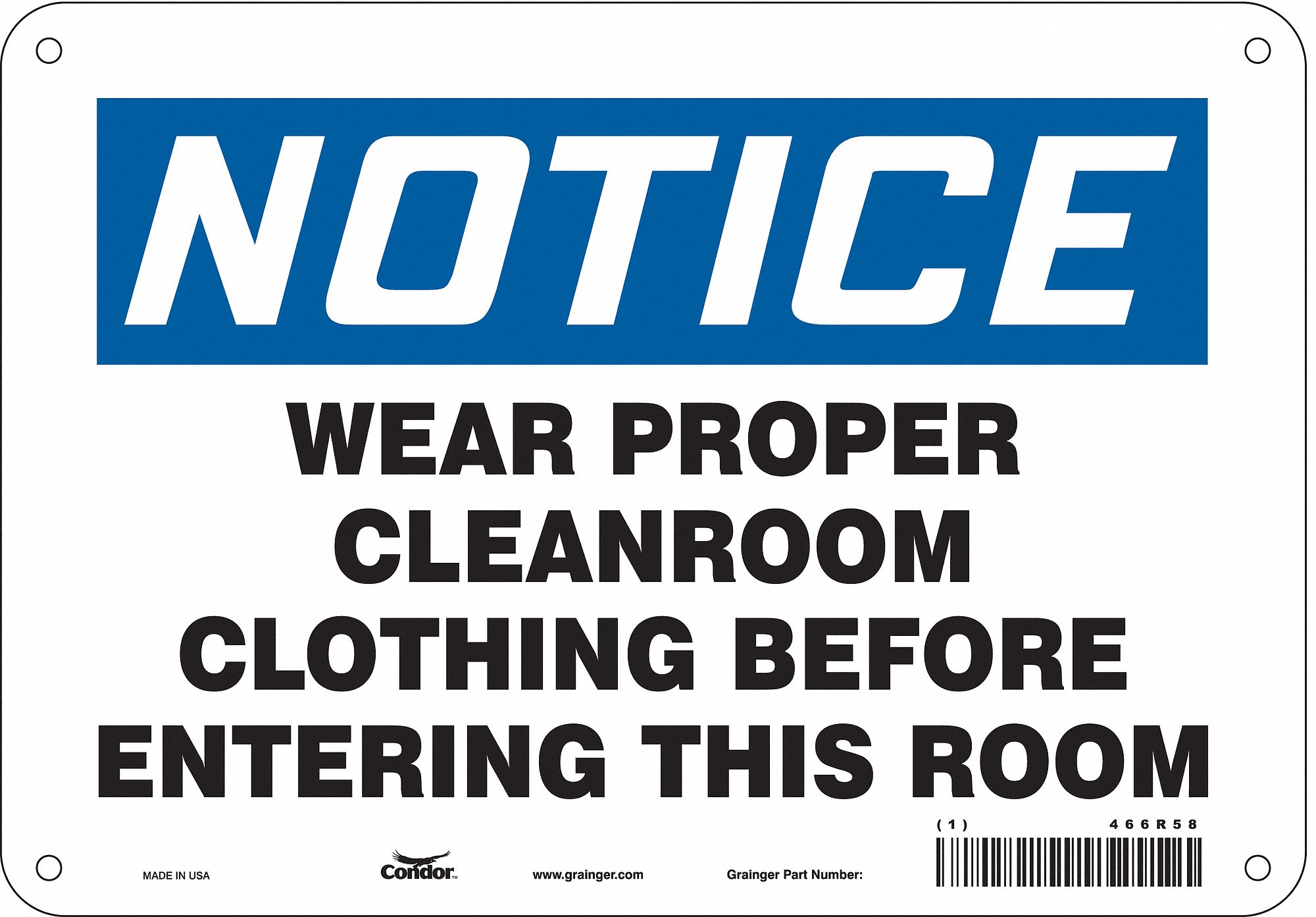 Safety Sign: Aluminum, Mounting Holes Sign Mounting, 7 in x 10 in Nominal Sign Size, 0.032 in Thick