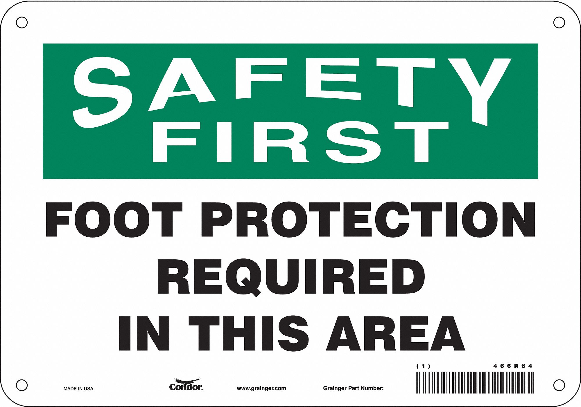 Safety Sign: Aluminum, Mounting Holes Sign Mounting, 7 in x 10 in Nominal Sign Size, 0.032 in Thick
