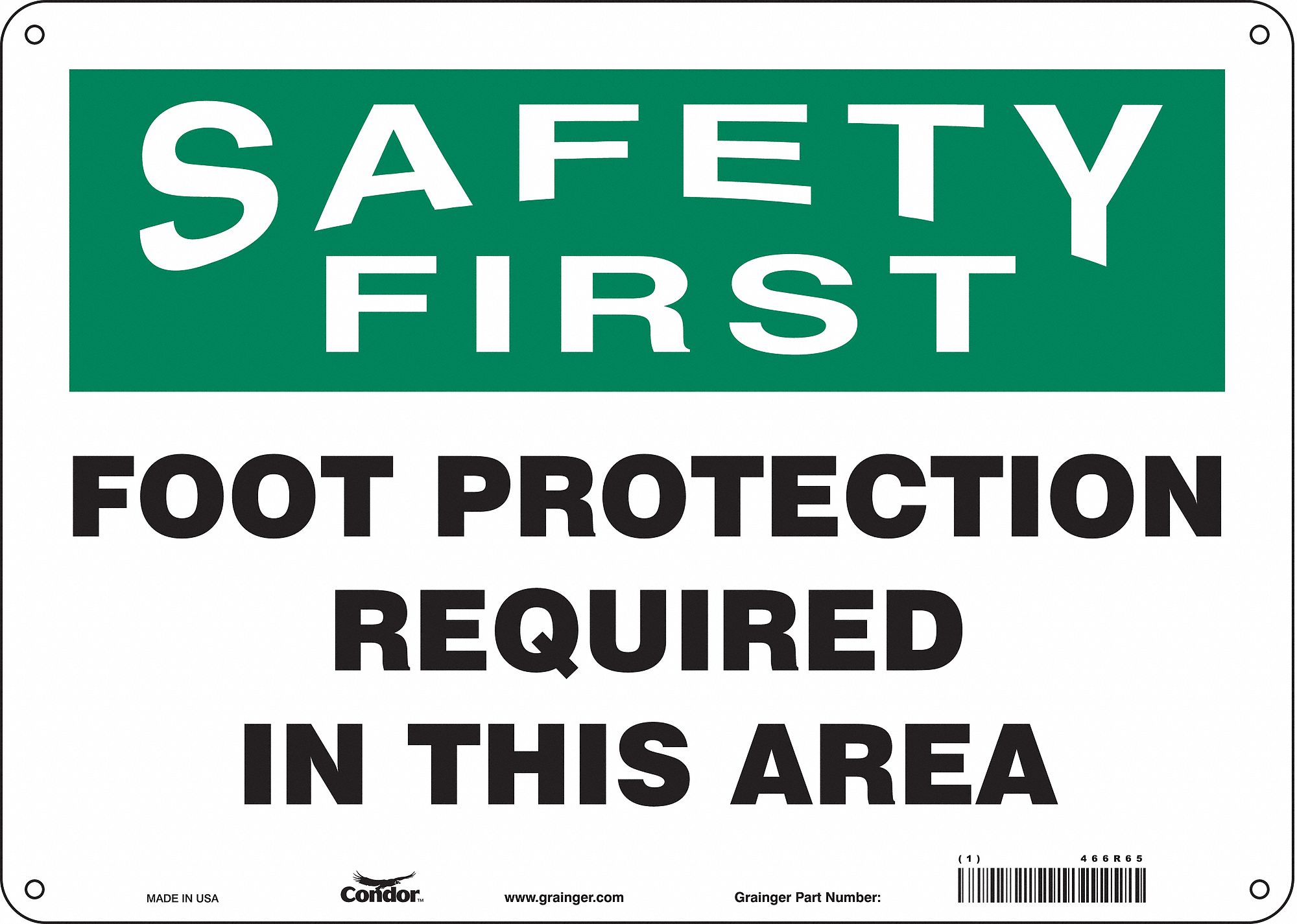 Safety Sign: Aluminum, Mounting Holes Sign Mounting, 10 in x 14 in Nominal Sign Size, 0.032 in Thick