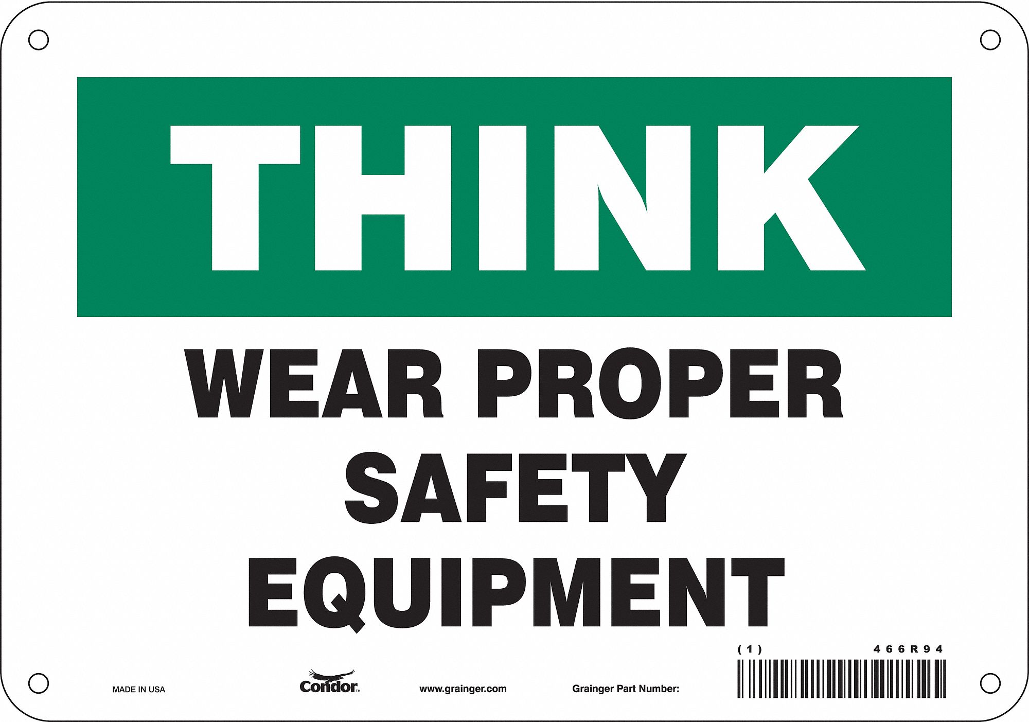 Safety Sign: Aluminum, Mounting Holes Sign Mounting, 7 in x 10 in Nominal Sign Size, 0.032 in Thick