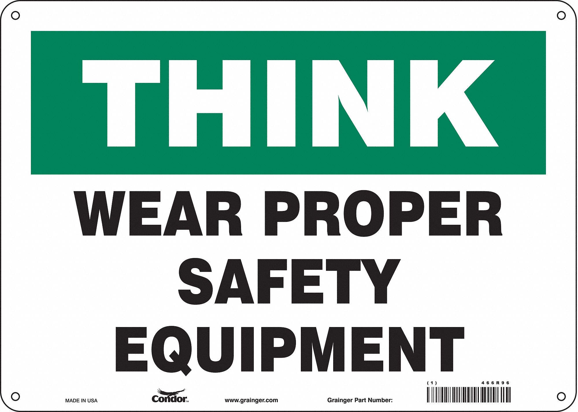 Safety Sign: Aluminum, Mounting Holes Sign Mounting, 10 in x 14 in Nominal Sign Size, 0.032 in Thick