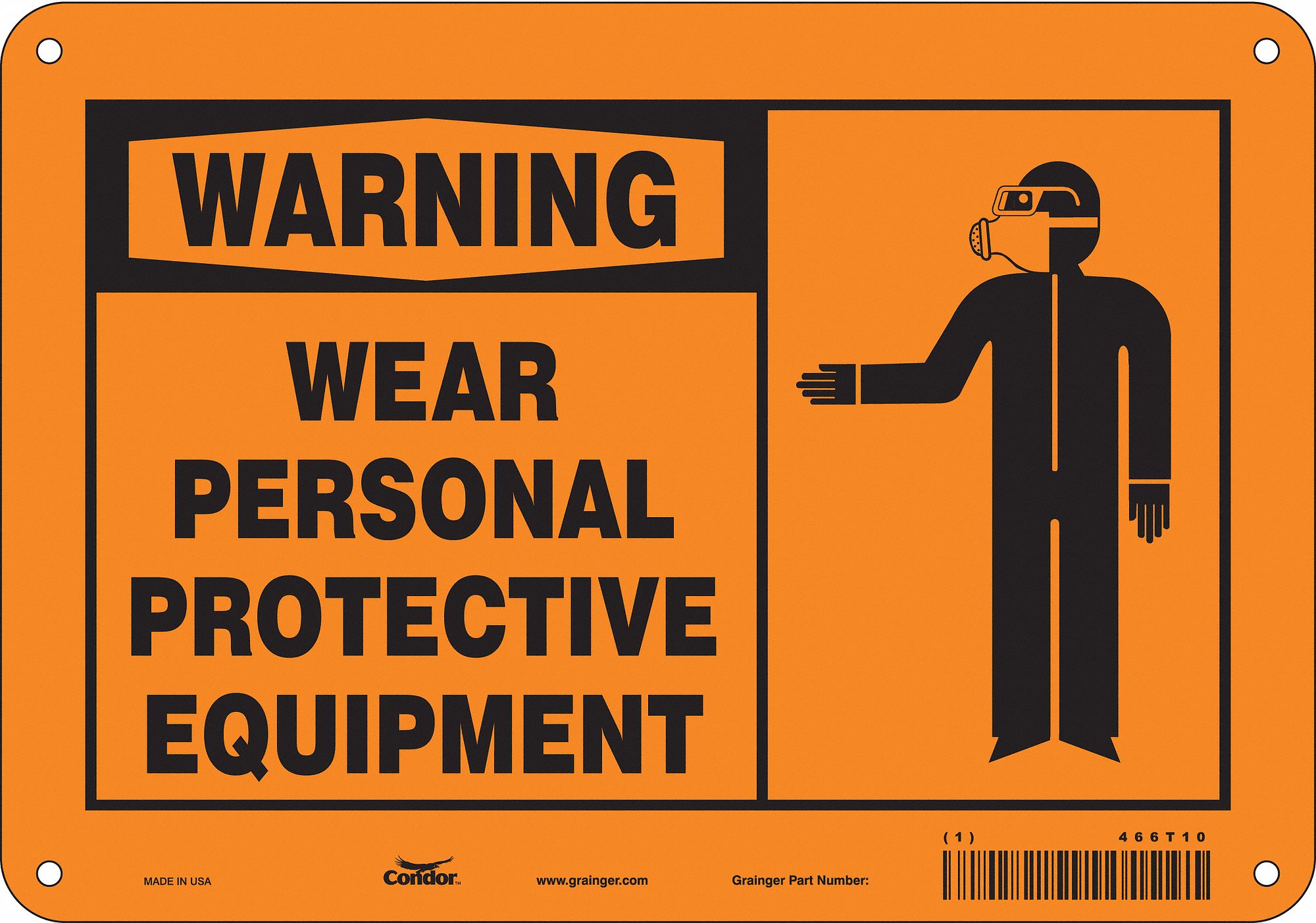 Safety Sign: Aluminum, Mounting Holes Sign Mounting, 7 in x 10 in Nominal Sign Size, 0.032 in Thick