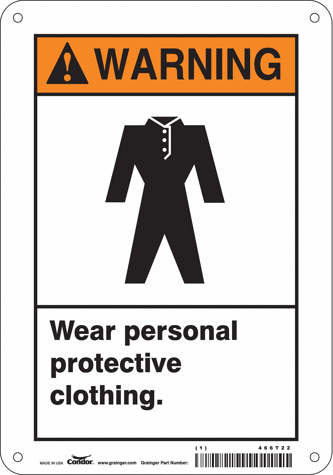 Safety Sign: Aluminum, Mounting Holes Sign Mounting, 10 in x 7 in Nominal Sign Size, 0.032 in Thick
