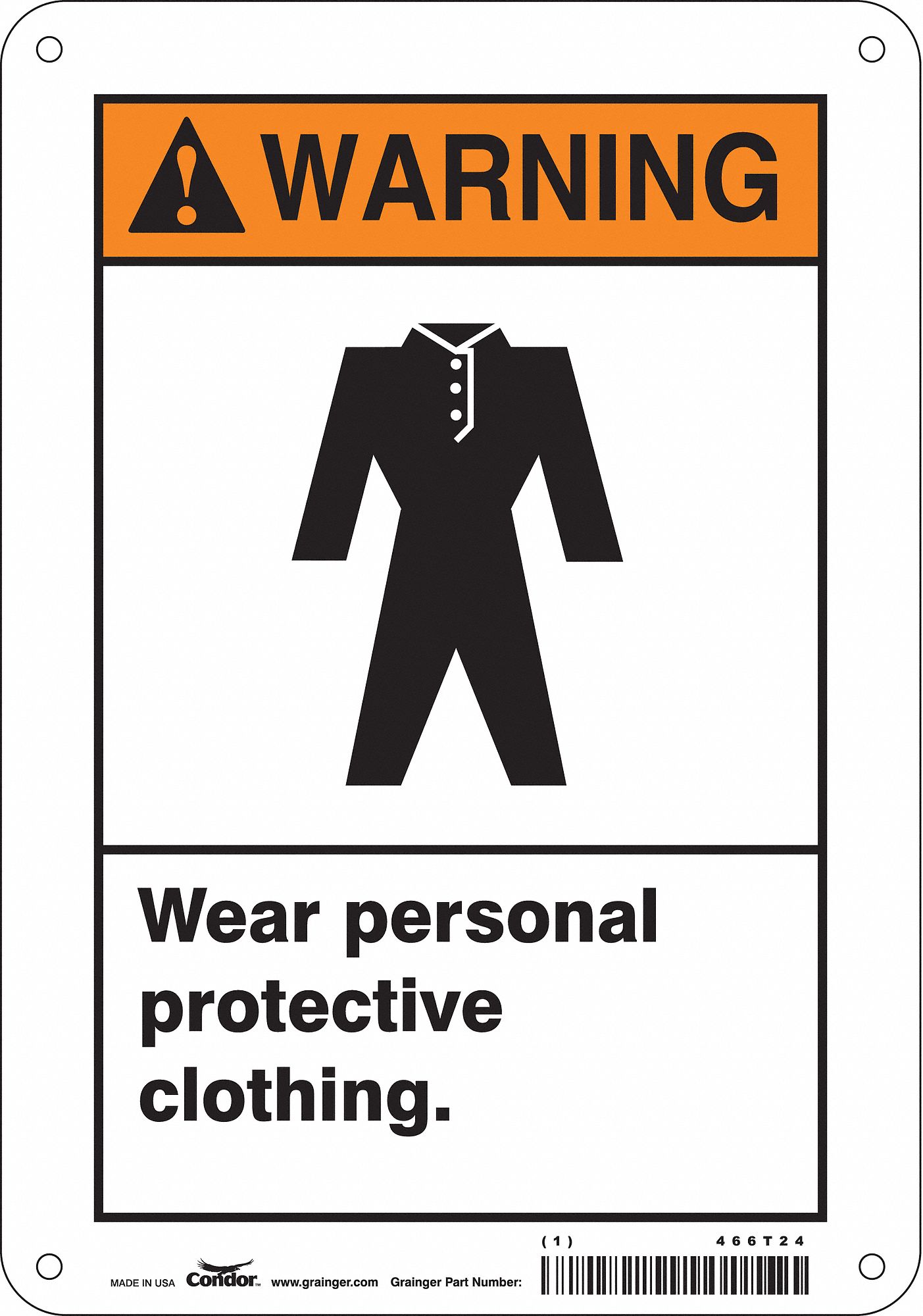 Safety Sign: Polyethylene, Mounting Holes Sign Mounting, 10 in x 7 in Nominal Sign Size