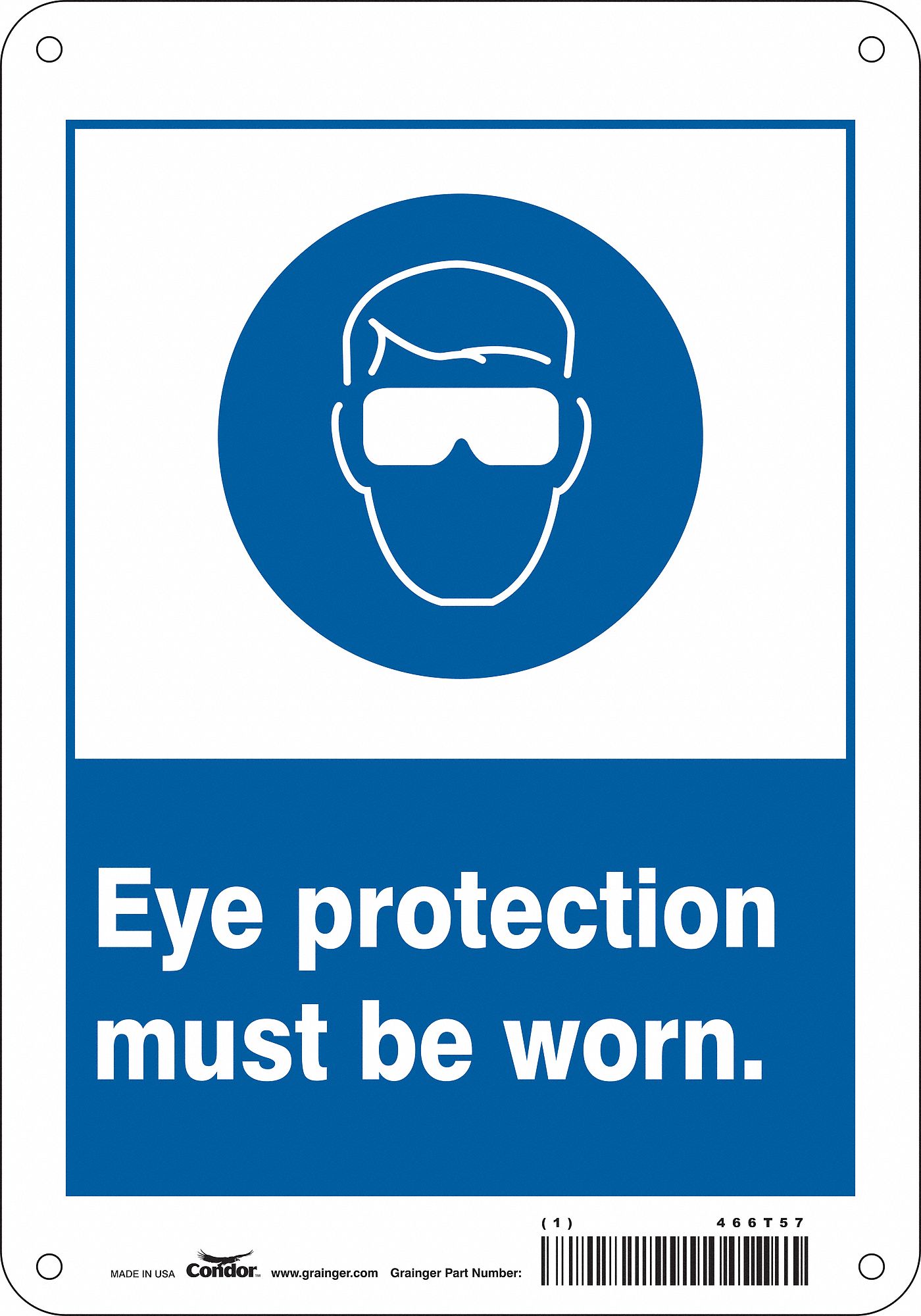 Safety Sign: Aluminum, Mounting Holes Sign Mounting, 10 in x 7 in Nominal Sign Size, 0.032 in Thick