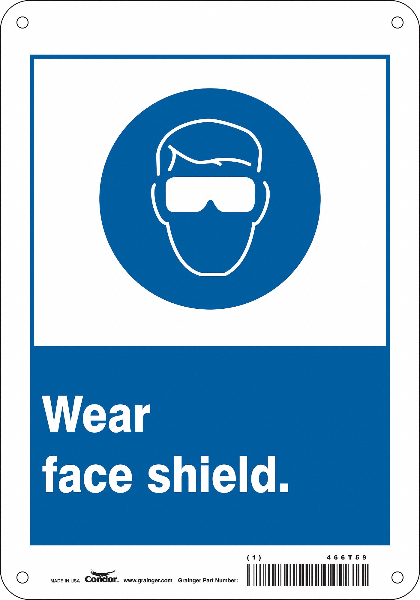 Safety Sign: Polyethylene, Mounting Holes Sign Mounting, 10 in x 7 in Nominal Sign Size, No Header