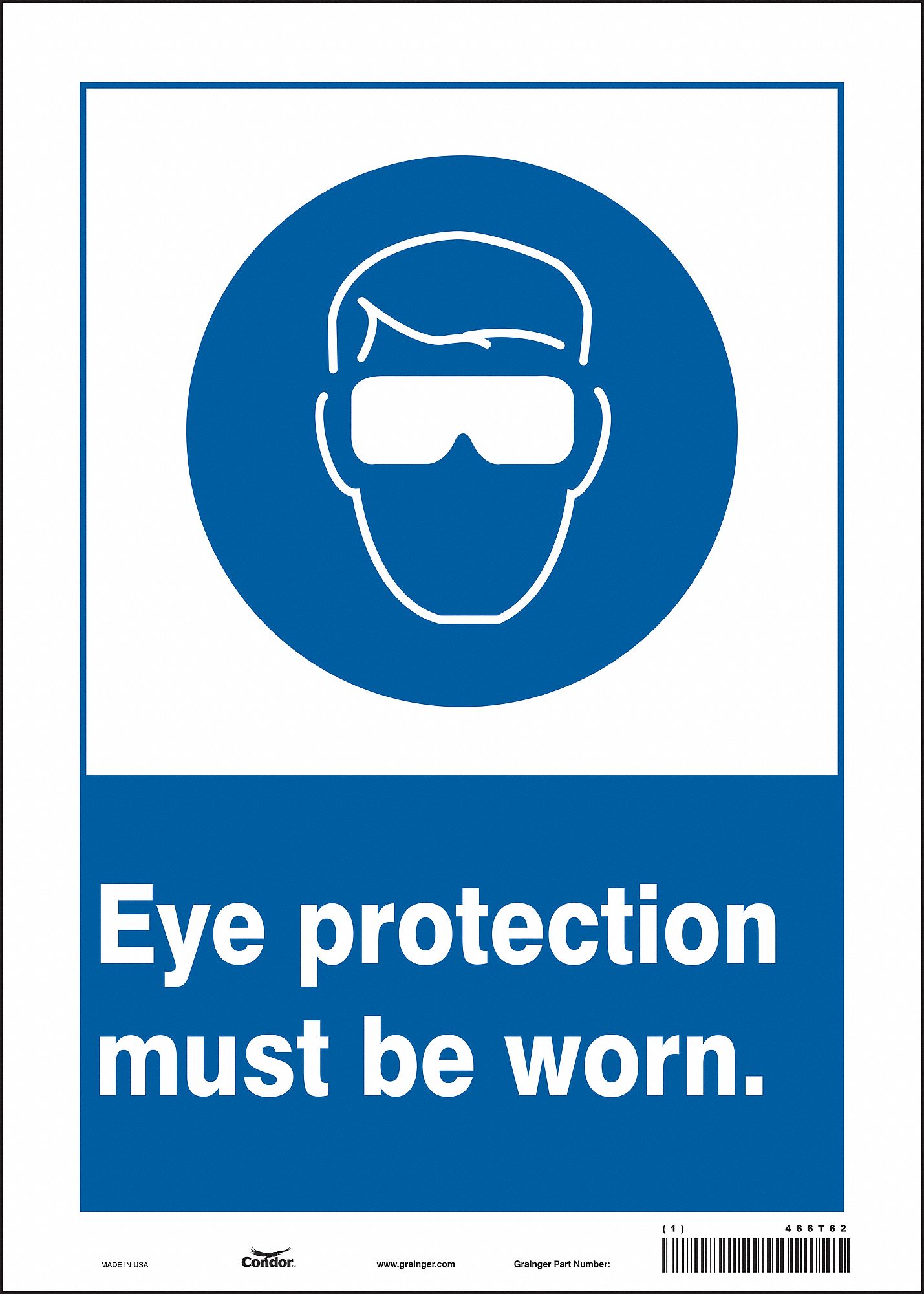 Eye Protection Must Be Worn In This Area Sign