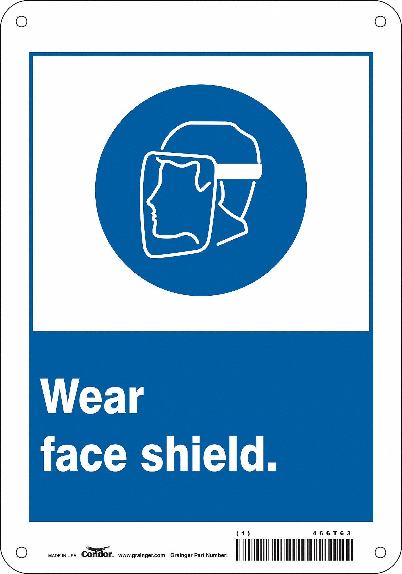 Safety Sign: Aluminum, Mounting Holes Sign Mounting, 10 in x 7 in Nominal Sign Size, 0.032 in Thick