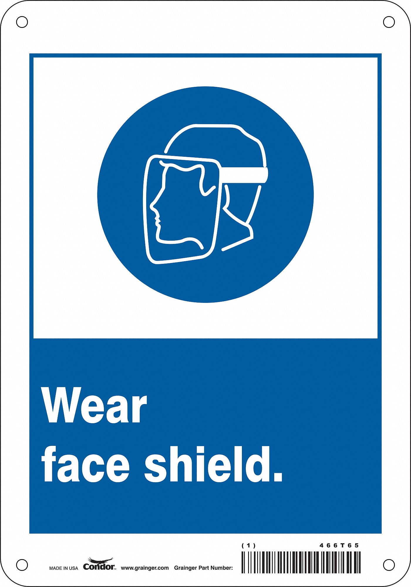 Safety Sign: Polyethylene, Mounting Holes Sign Mounting, 10 in x 7 in Nominal Sign Size, No Header
