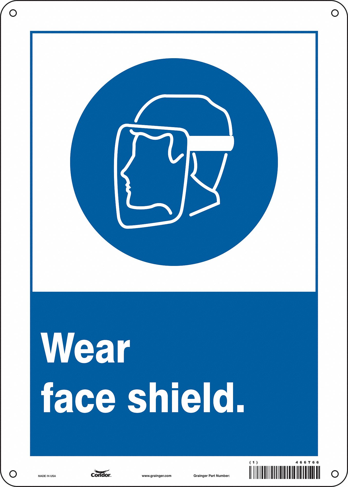 Safety Sign: Polyethylene, Mounting Holes Sign Mounting, 14 in x 10 in Nominal Sign Size, No Header