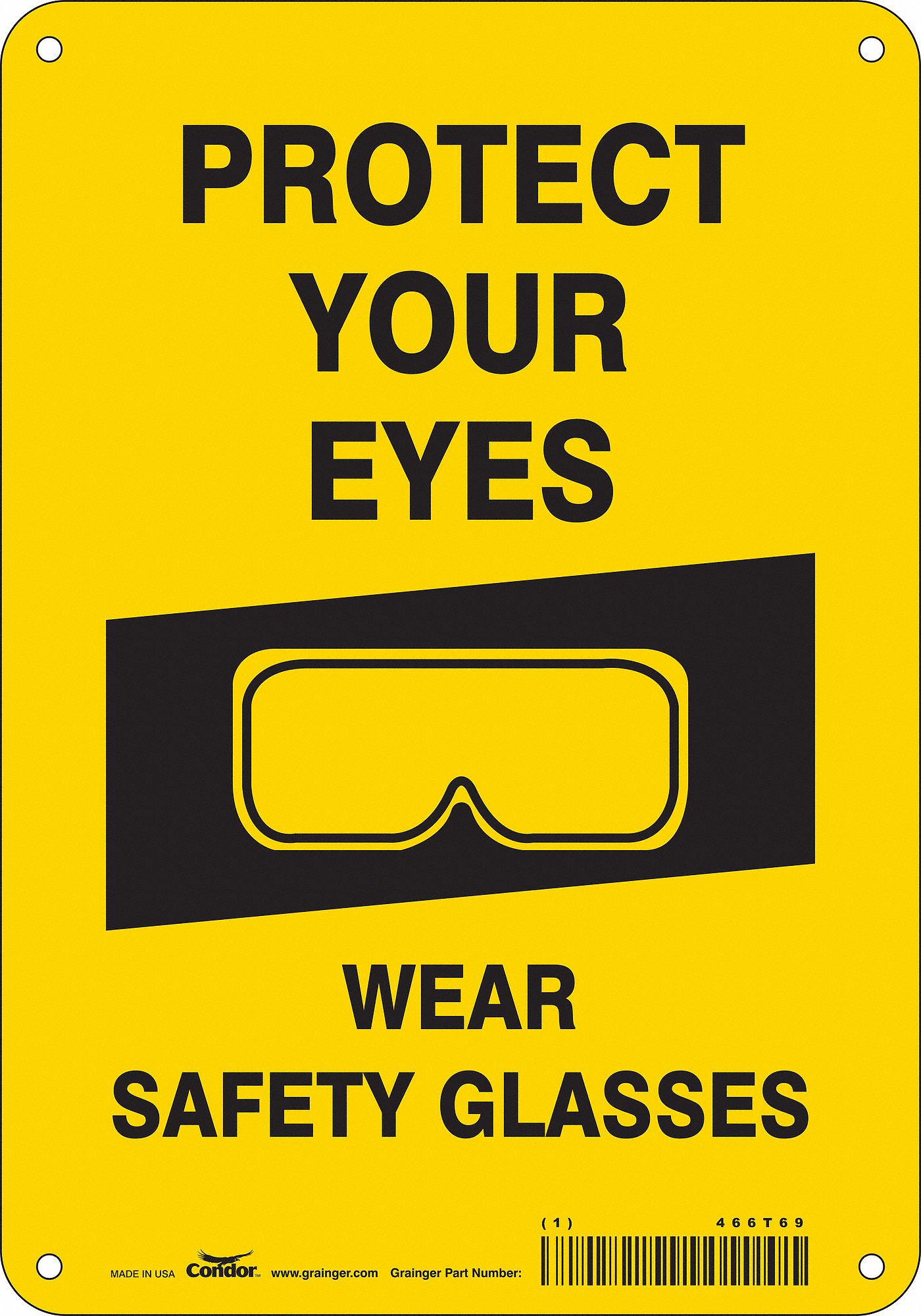 Safety Sign: Aluminum, Mounting Holes Sign Mounting, 10 in x 7 in Nominal Sign Size, 0.032 in Thick