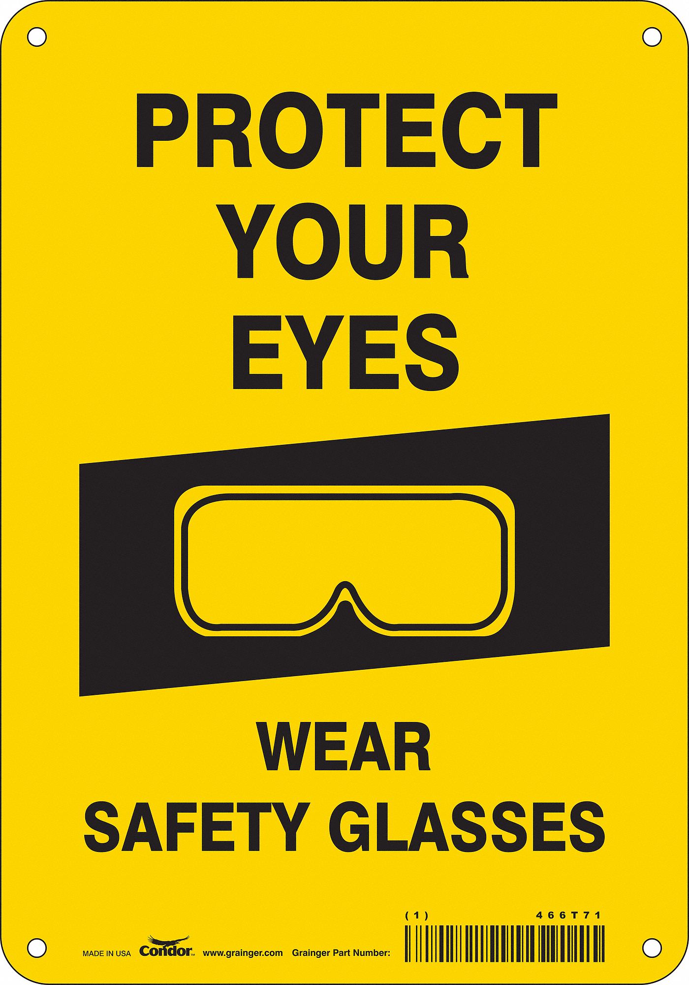 Safety Sign: Polyethylene, Mounting Holes Sign Mounting, 10 in x 7 in Nominal Sign Size, No Header