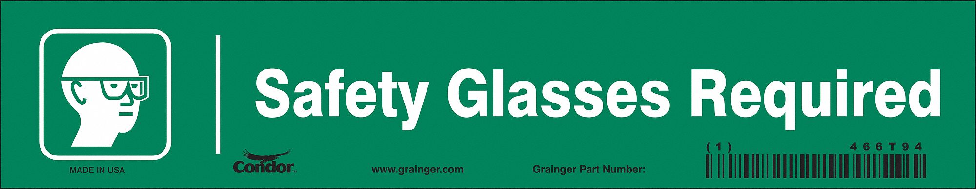 Safety Sign, 1.75in x 9in, Vinyl