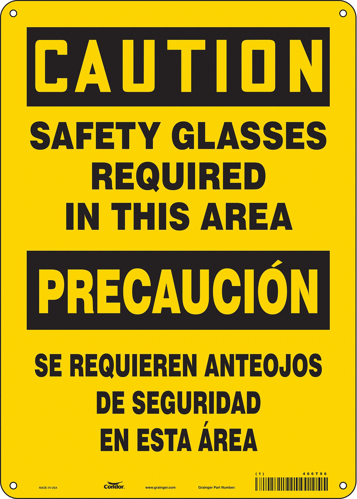 Safety Sign: Aluminum, Mounting Holes Sign Mounting, 14 in x 10 in Nominal Sign Size, 0.032 in Thick