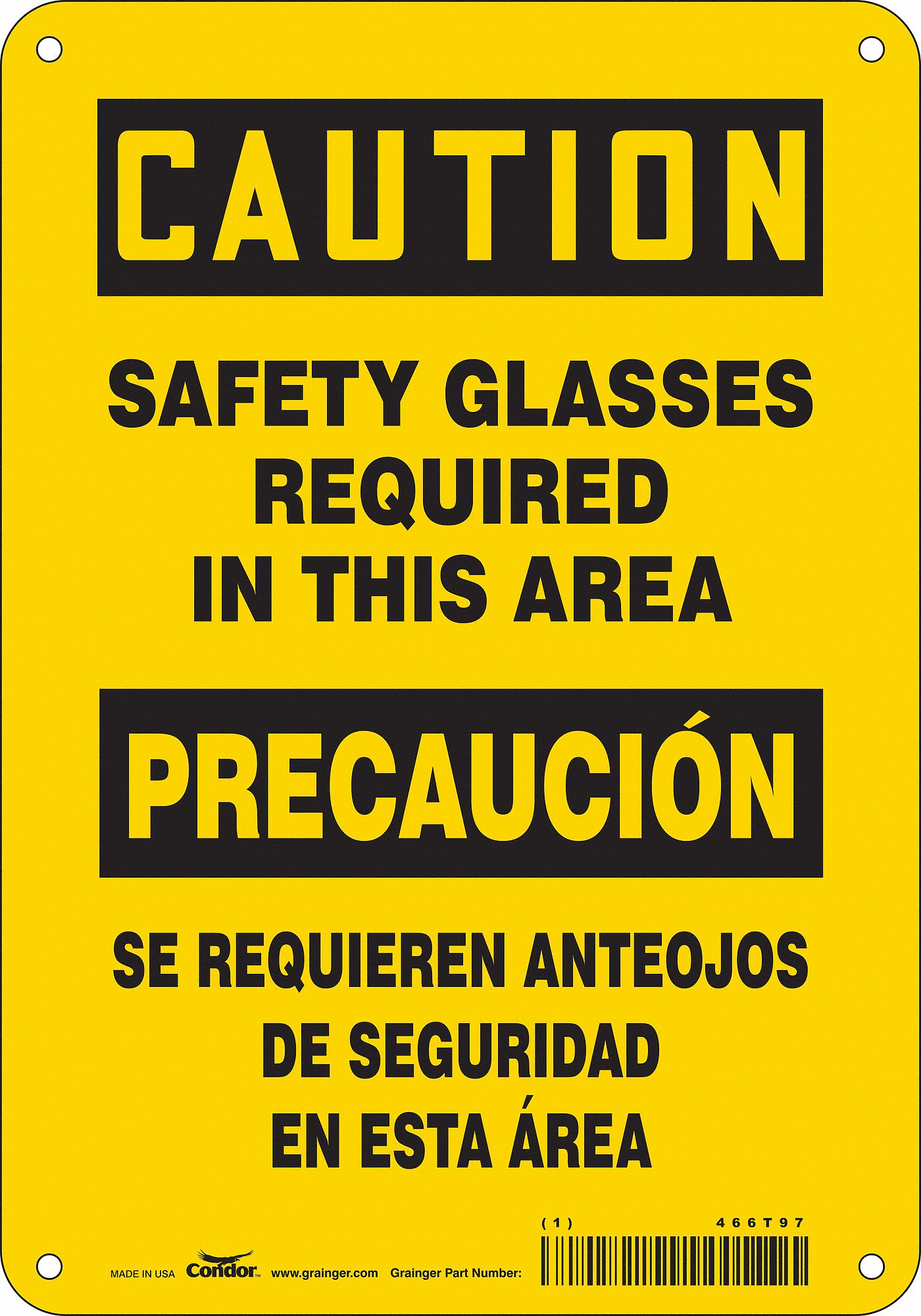 Safety Sign: Polyethylene, Mounting Holes Sign Mounting, 10 in x 7 in Nominal Sign Size, Wall