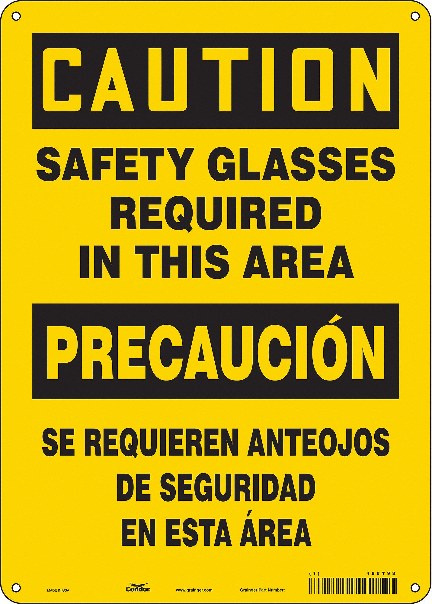 Safety Sign: Polyethylene, Mounting Holes Sign Mounting, 14 in x 10 in Nominal Sign Size, Wall