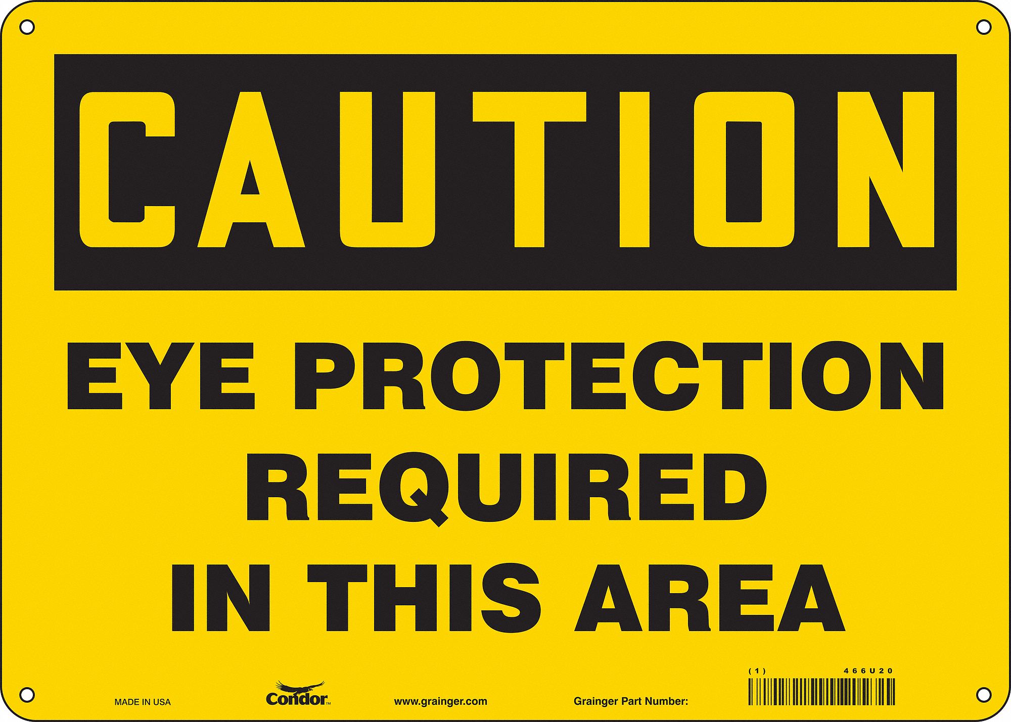 Safety Sign: Polyethylene, Mounting Holes Sign Mounting, 10 in x 14 in Nominal Sign Size, Caution