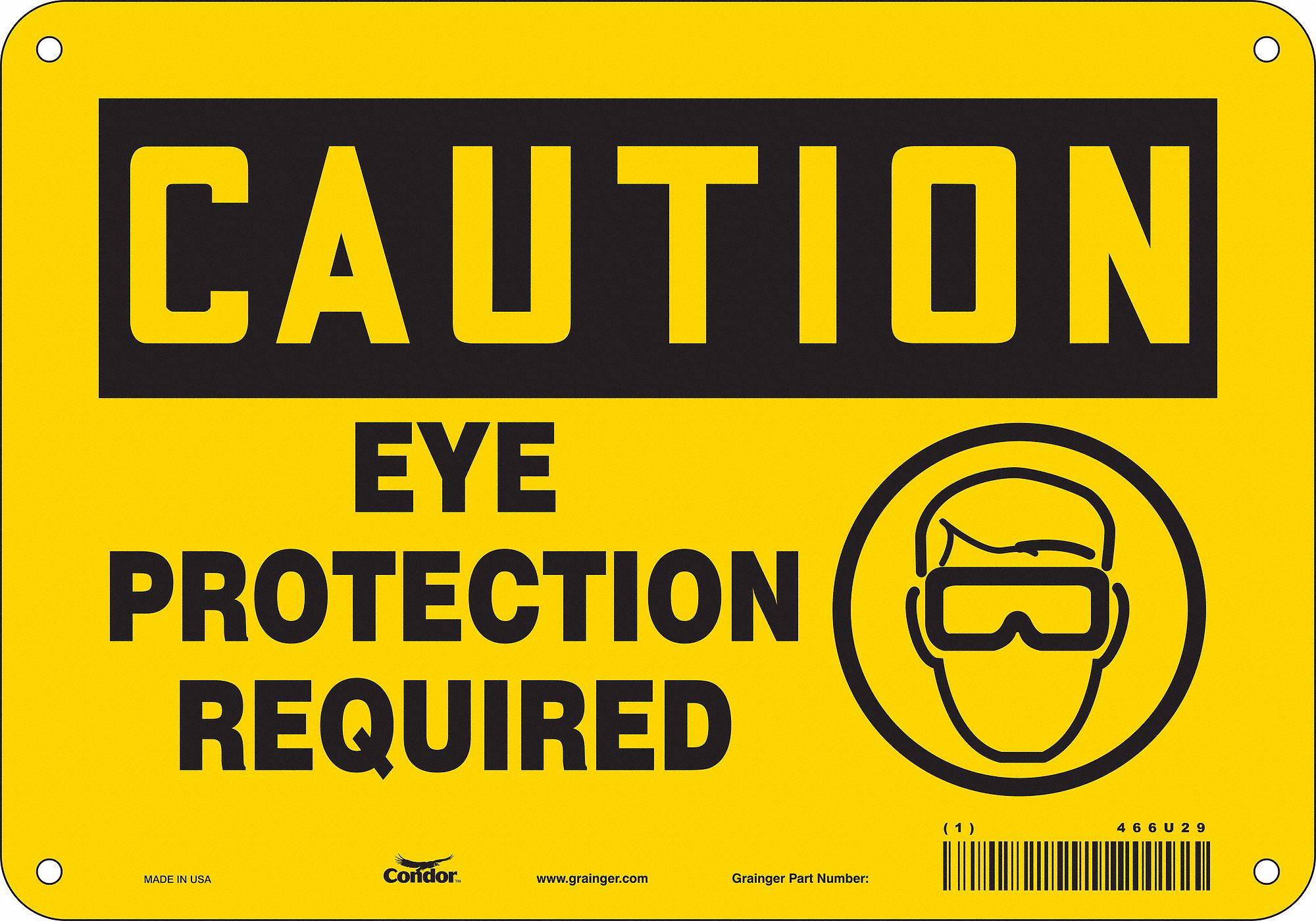 Safety Sign: Aluminum, Mounting Holes Sign Mounting, 7 in x 10 in Nominal Sign Size, 0.032 in Thick