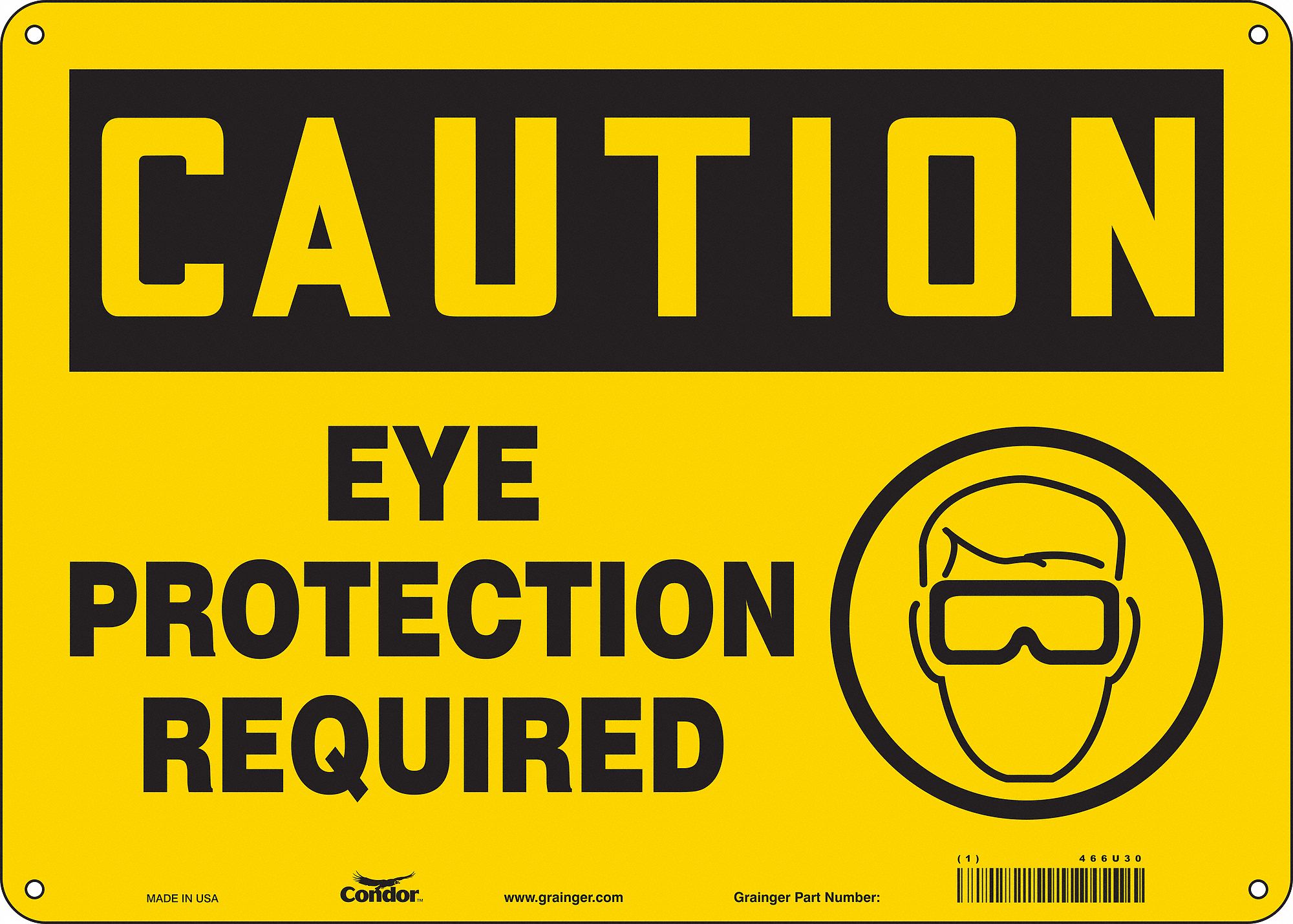 Safety Sign: Aluminum, Mounting Holes Sign Mounting, 10 in x 14 in Nominal Sign Size, 0.032 in Thick