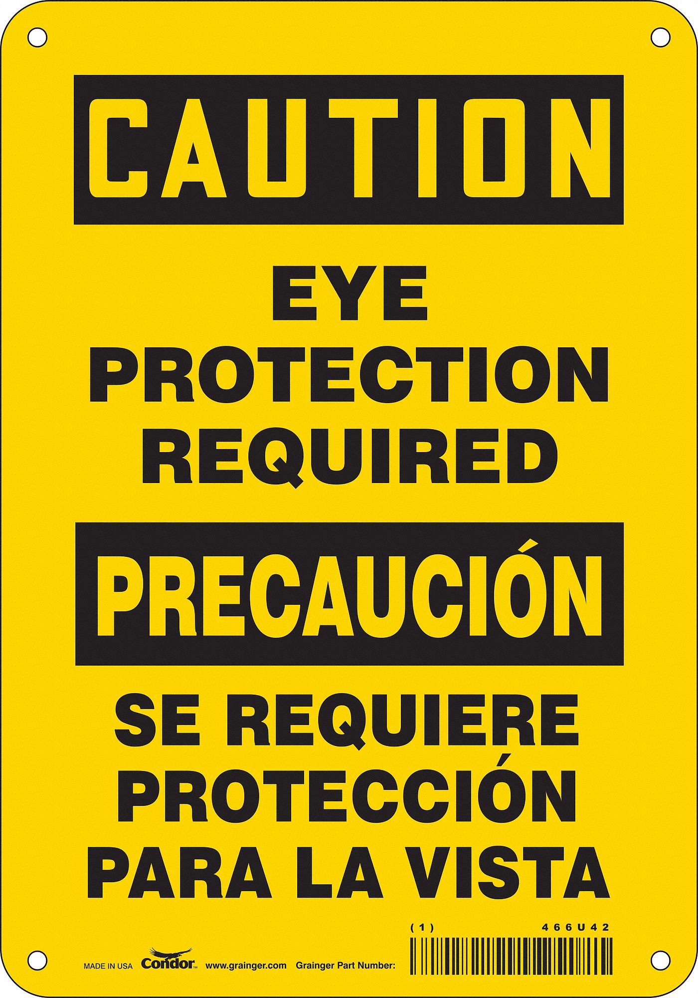 Safety Sign: Polyethylene, Mounting Holes Sign Mounting, 10 in x 7 in Nominal Sign Size, Wall