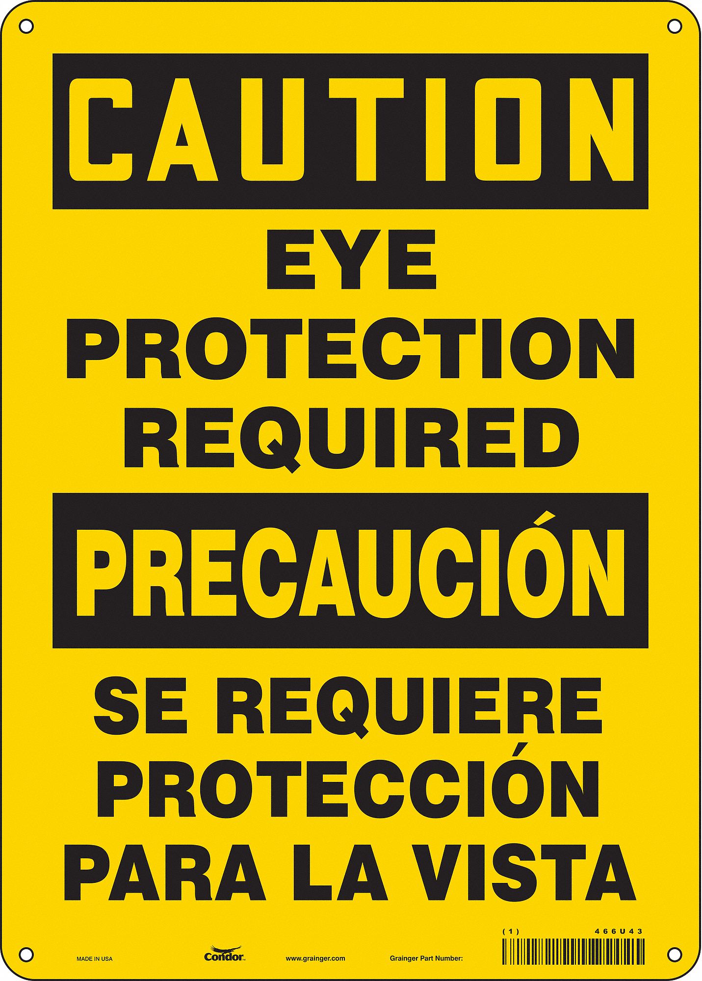Safety Sign: Polyethylene, Mounting Holes Sign Mounting, 14 in x 10 in Nominal Sign Size, Wall