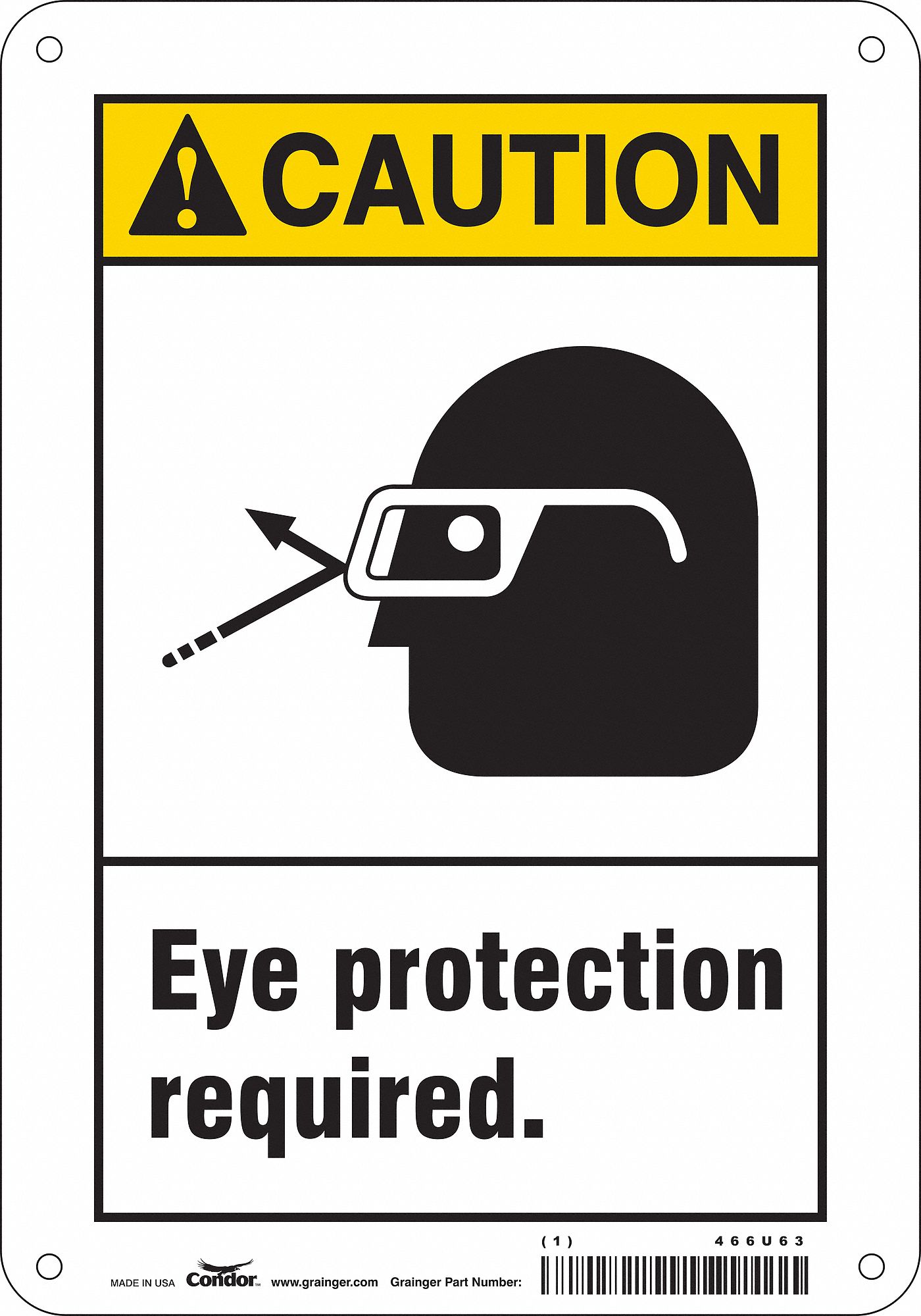 Safety Sign: Aluminum, Mounting Holes Sign Mounting, 10 in x 7 in Nominal Sign Size, 0.032 in Thick