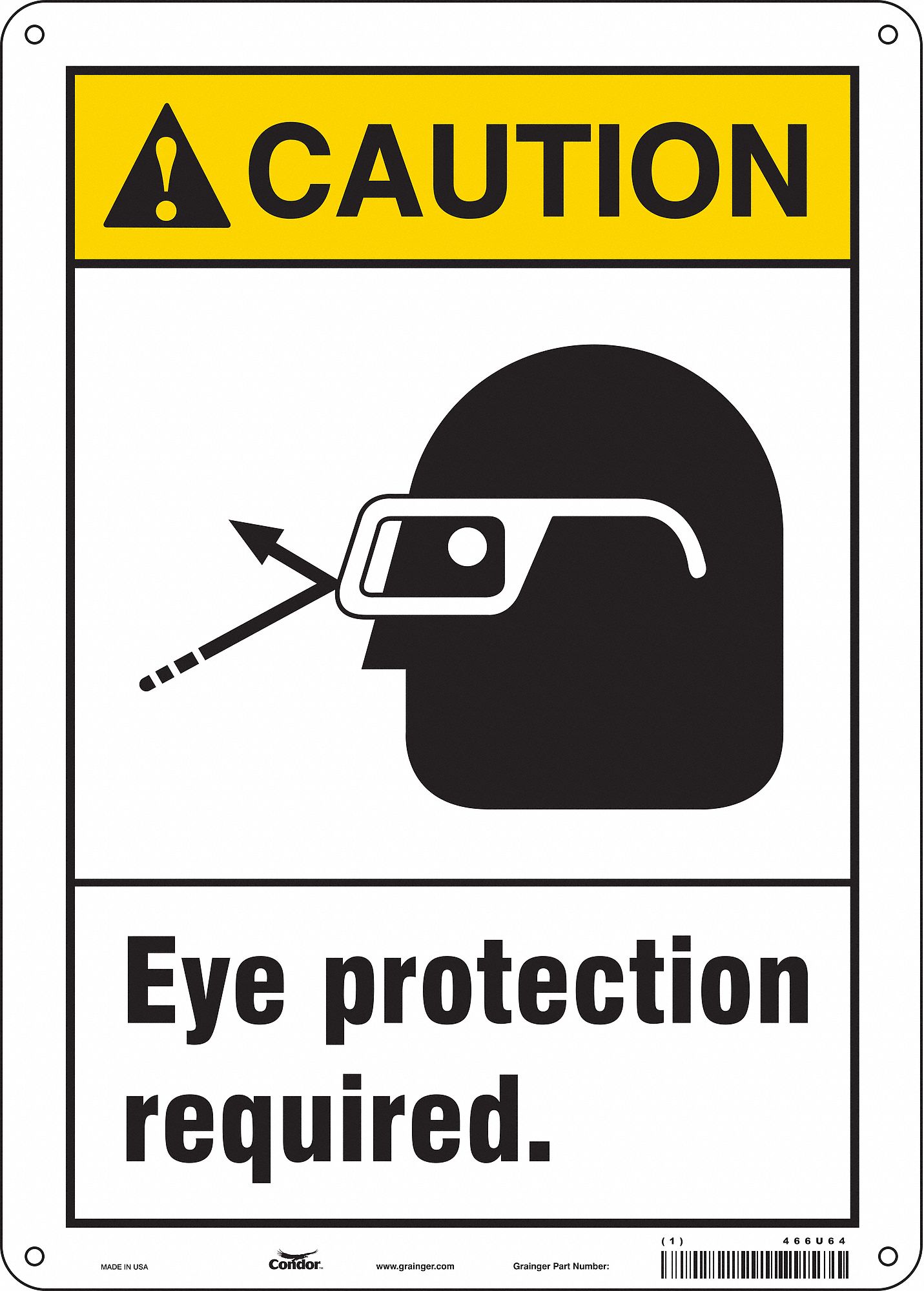 Safety Sign: Aluminum, Mounting Holes Sign Mounting, 14 in x 10 in Nominal Sign Size, 0.032 in Thick