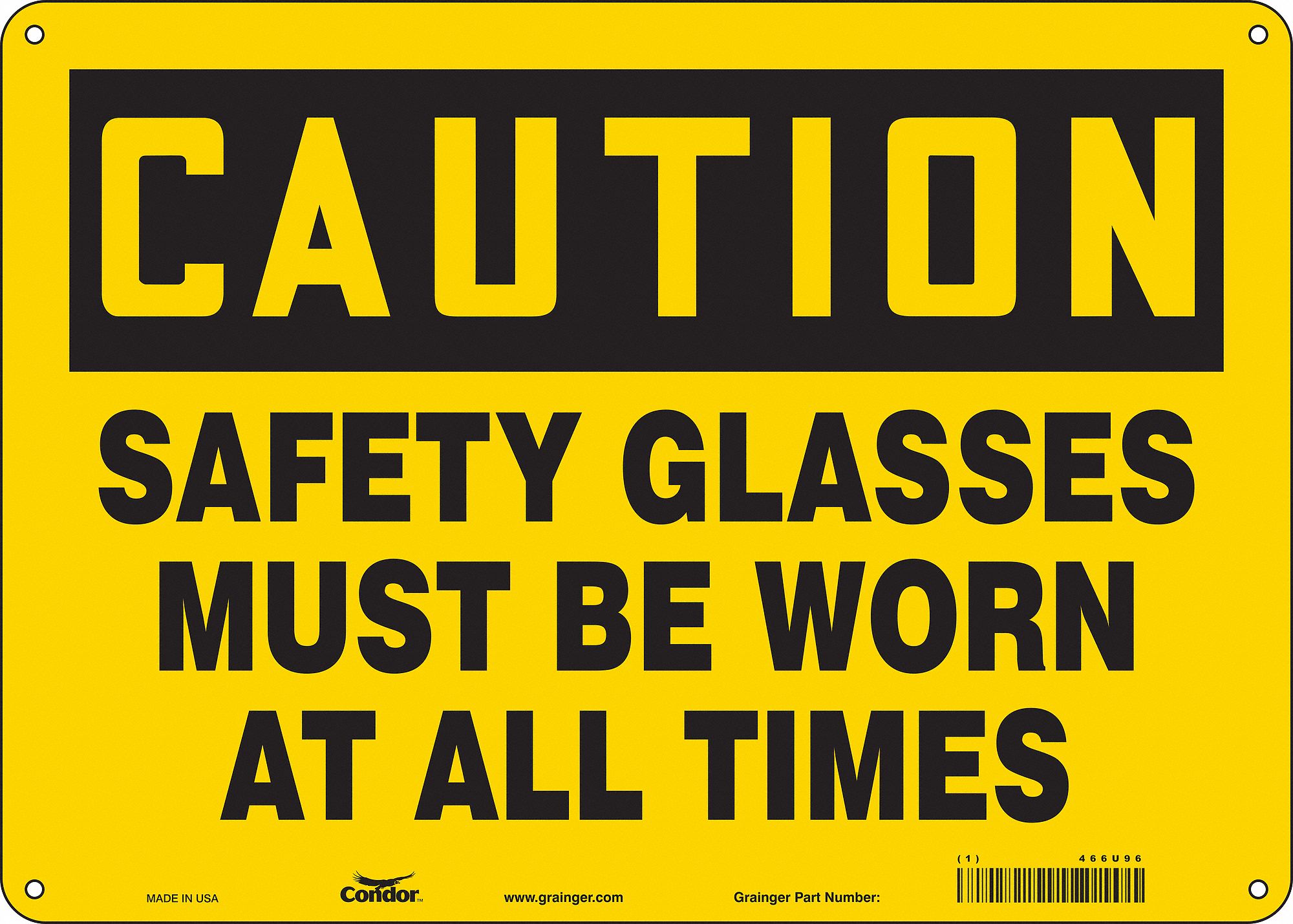 Safety Sign: Polyethylene, Mounting Holes Sign Mounting, 10 in x 14 in Nominal Sign Size, Caution