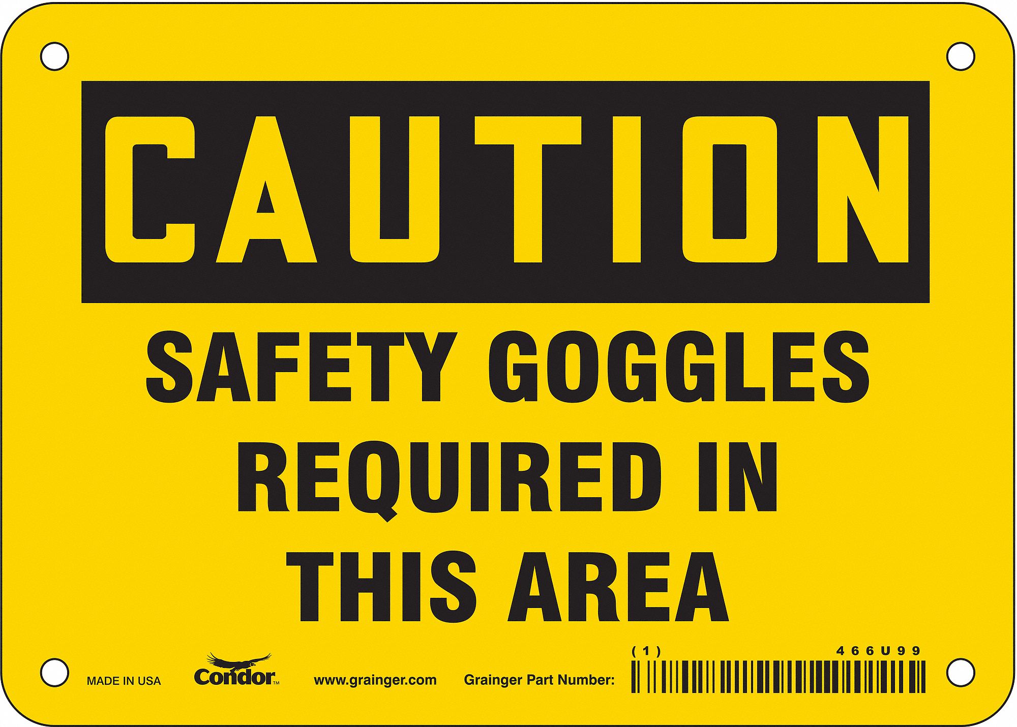Safety Sign: Aluminum, Mounting Holes Sign Mounting, 5 in x 7 in Nominal Sign Size, 0.032 in Thick
