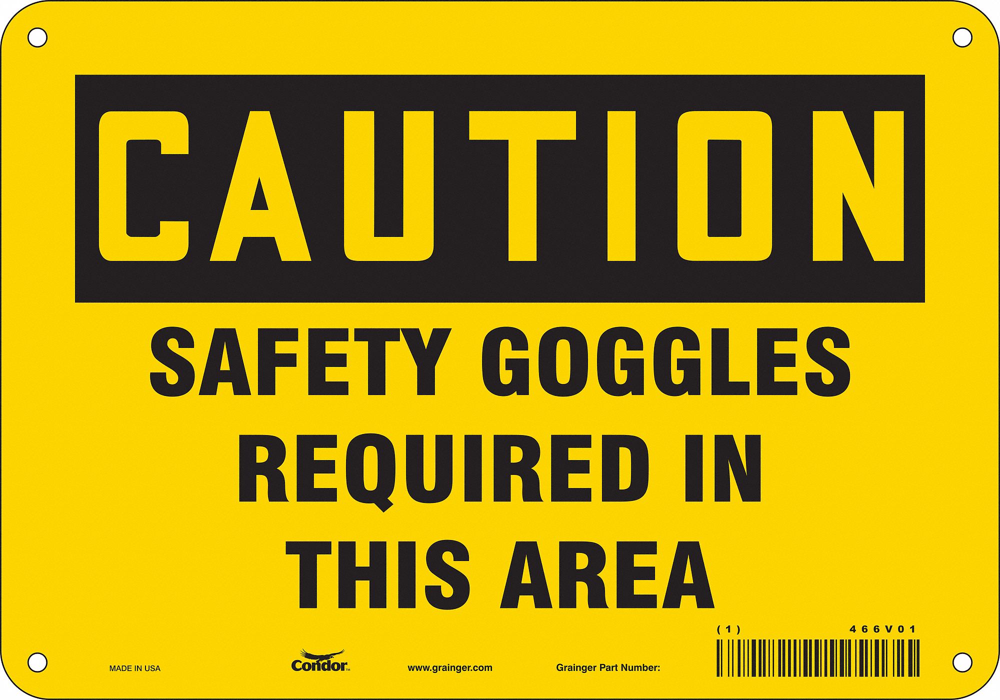 Safety Sign: Aluminum, Mounting Holes Sign Mounting, 7 in x 10 in Nominal Sign Size, 0.032 in Thick