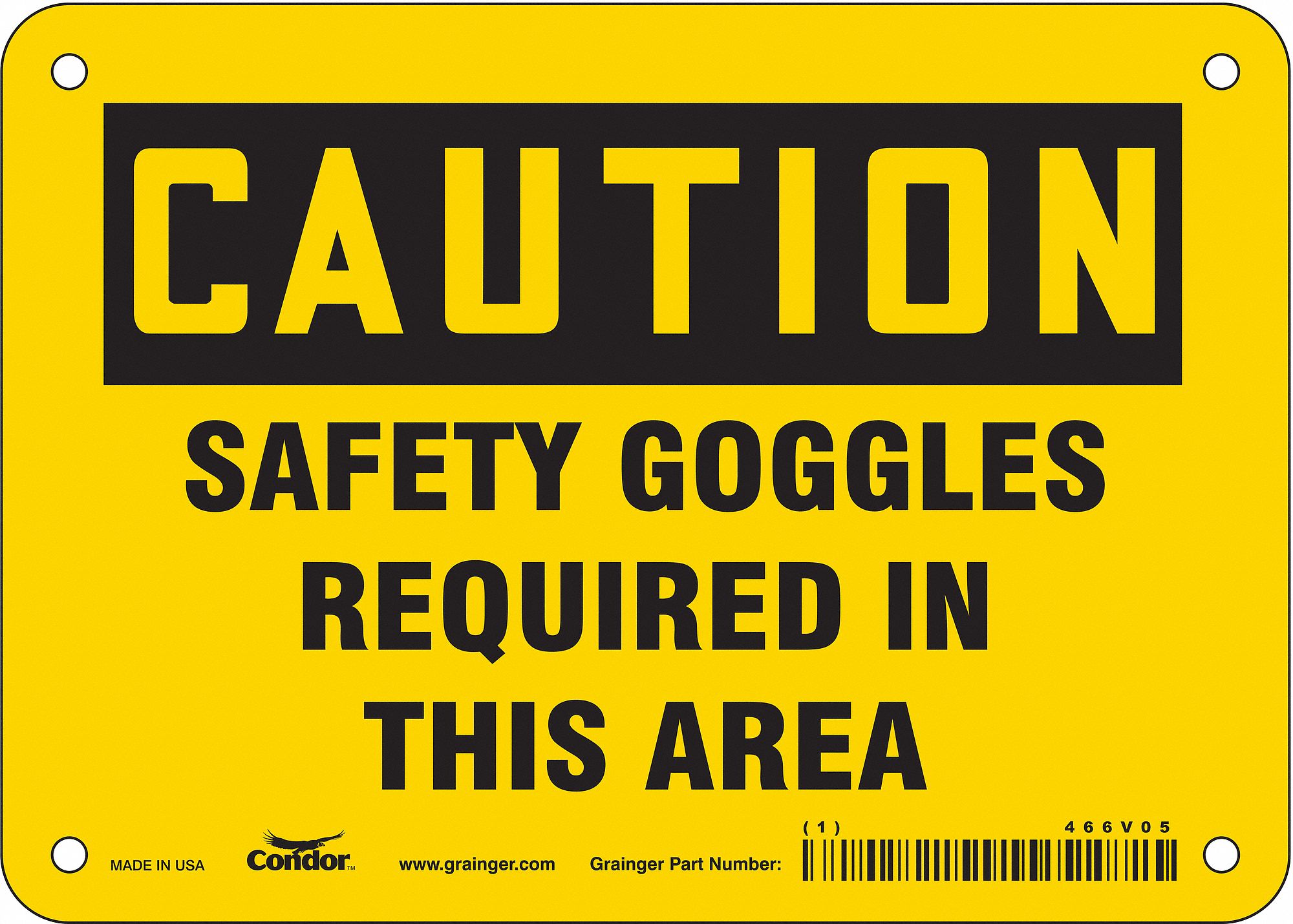 Safety Sign: Polyethylene, Mounting Holes Sign Mounting, 5 in x 7 in Nominal Sign Size, Caution