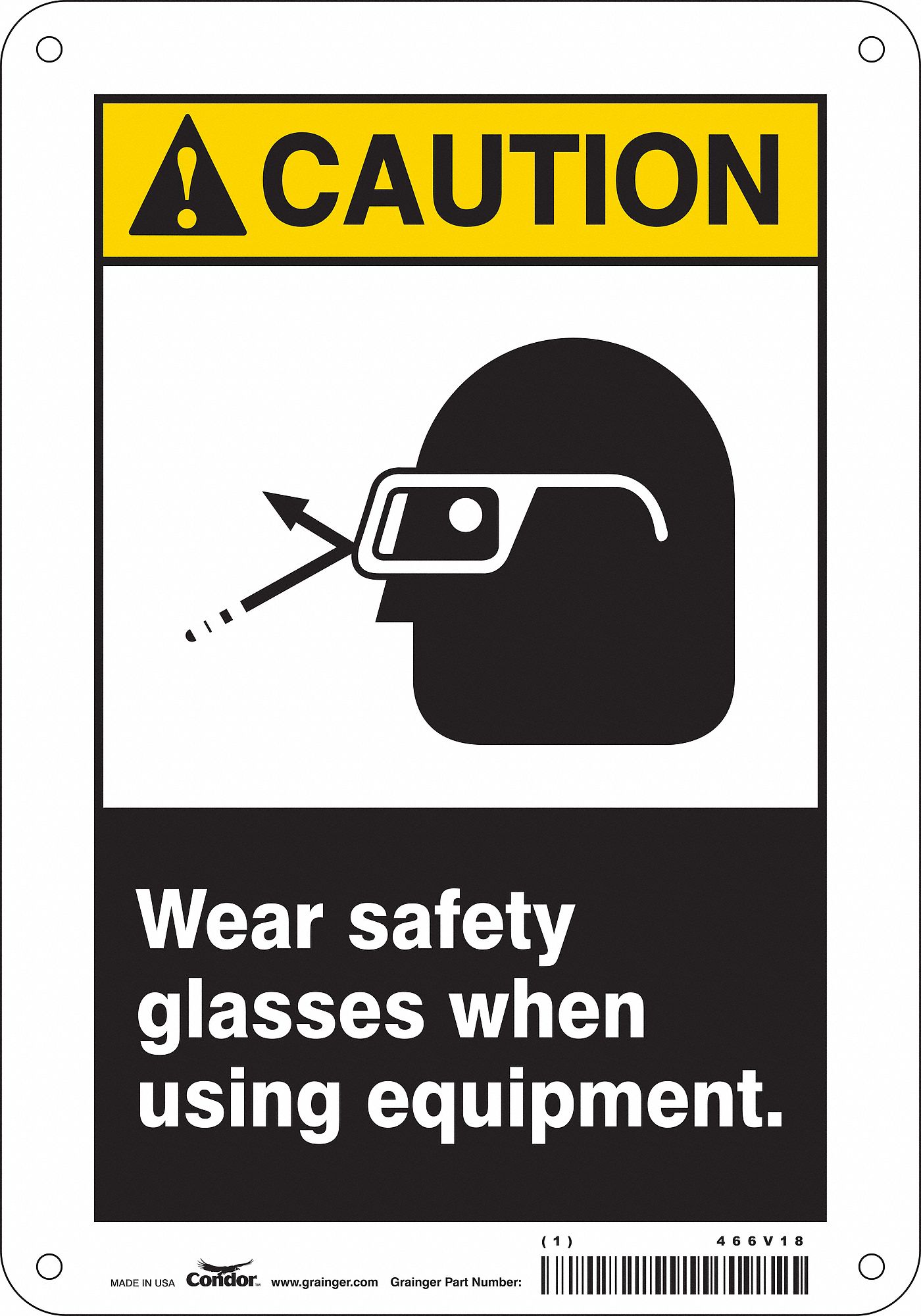 Safety Sign: Aluminum, Mounting Holes Sign Mounting, 10 in x 7 in Nominal Sign Size, 0.032 in Thick