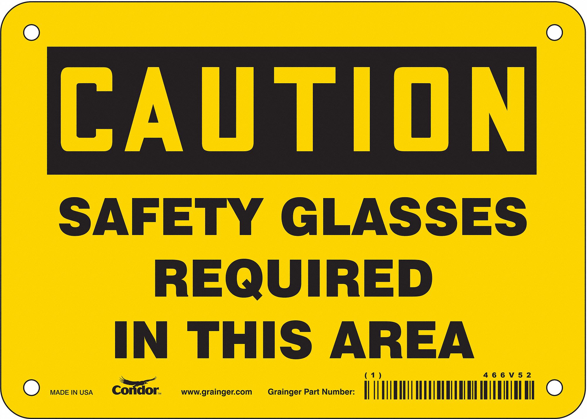 Safety Sign: Polyethylene, Mounting Holes Sign Mounting, 5 in x 7 in Nominal Sign Size, Caution