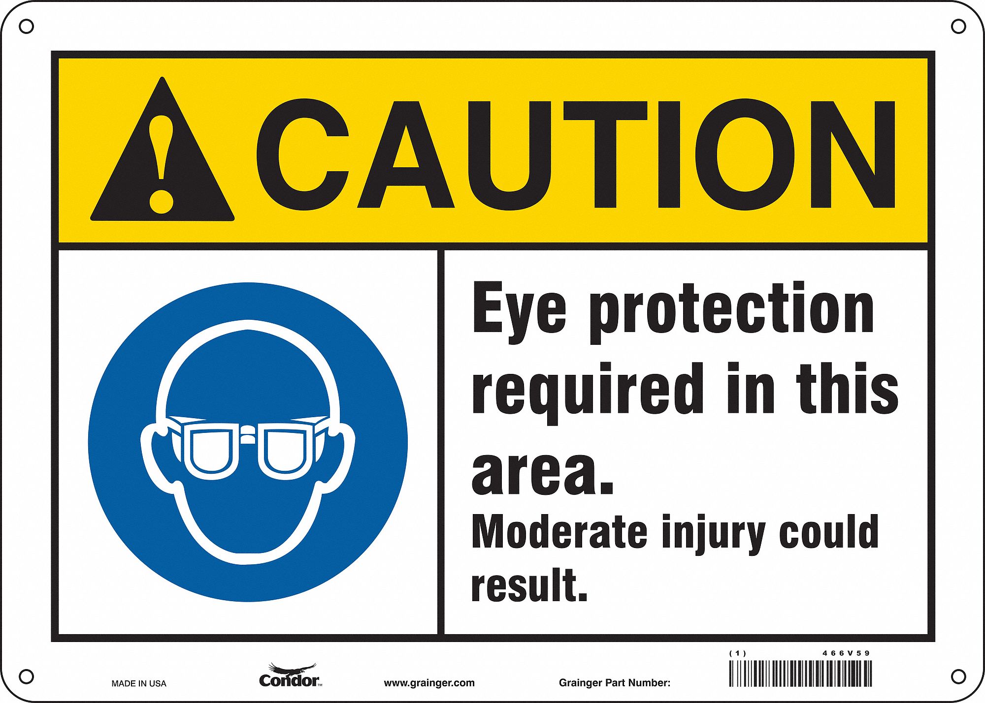 Safety Sign: Aluminum, Mounting Holes Sign Mounting, 10 in x 14 in Nominal Sign Size, 0.032 in Thick