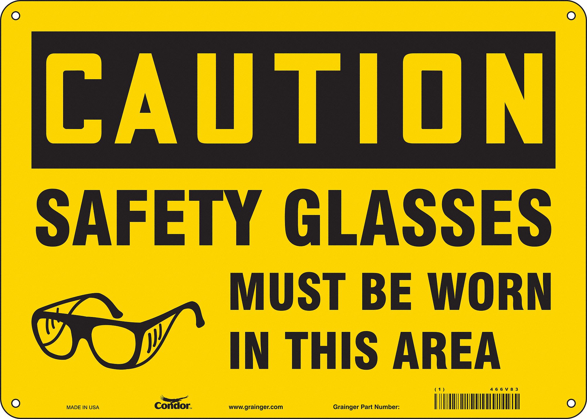 Safety Sign: Aluminum, Mounting Holes Sign Mounting, 10 in x 14 in Nominal Sign Size, 0.032 in Thick