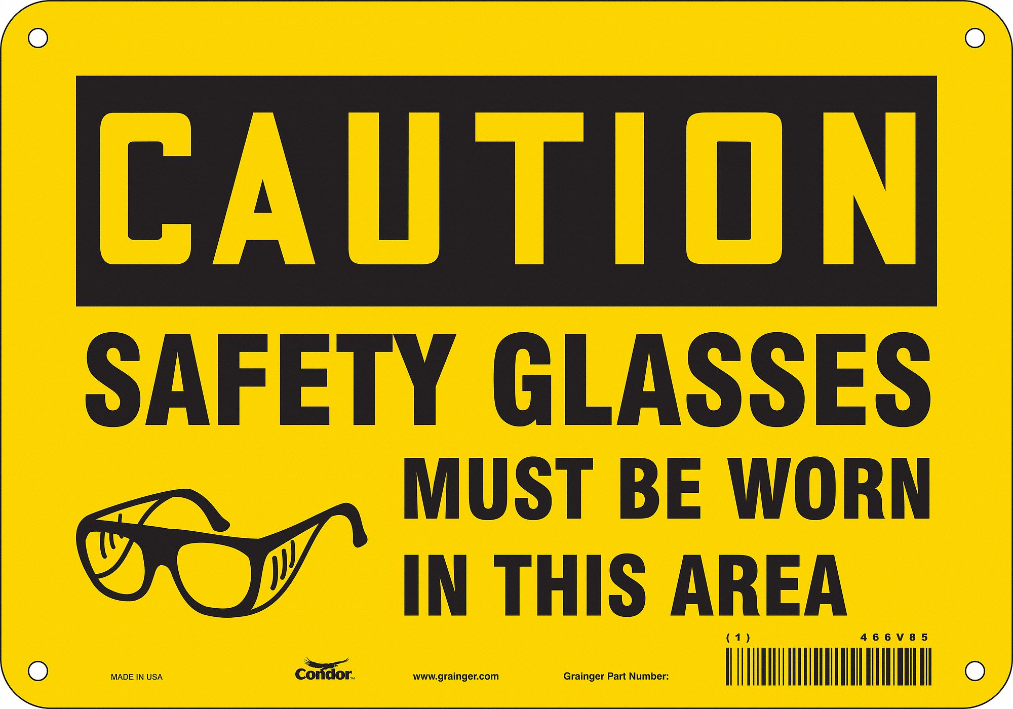 Safety Sign: Polyethylene, Mounting Holes Sign Mounting, 7 in x 10 in Nominal Sign Size, Caution