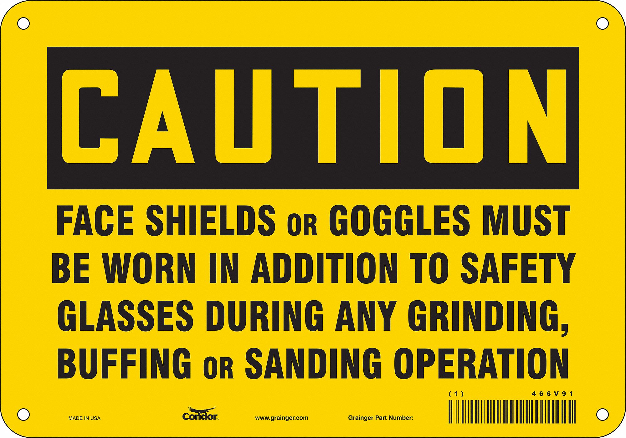 Safety Sign: Aluminum, Mounting Holes Sign Mounting, 7 in x 10 in Nominal Sign Size, 0.032 in Thick