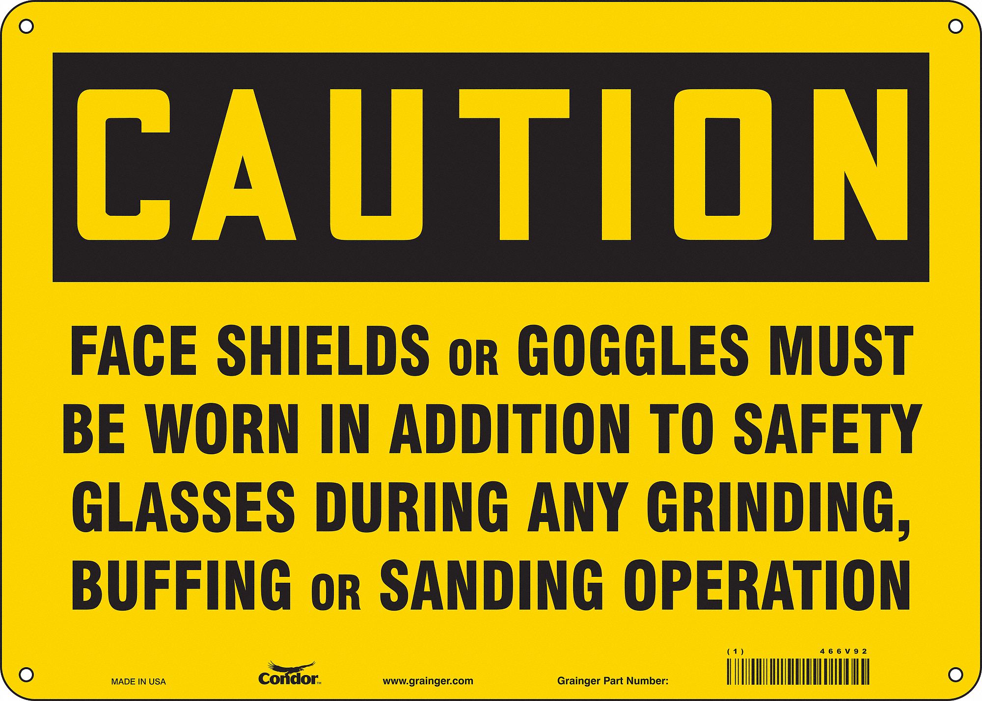 Safety Sign: Aluminum, Mounting Holes Sign Mounting, 10 in x 14 in Nominal Sign Size, 0.032 in Thick