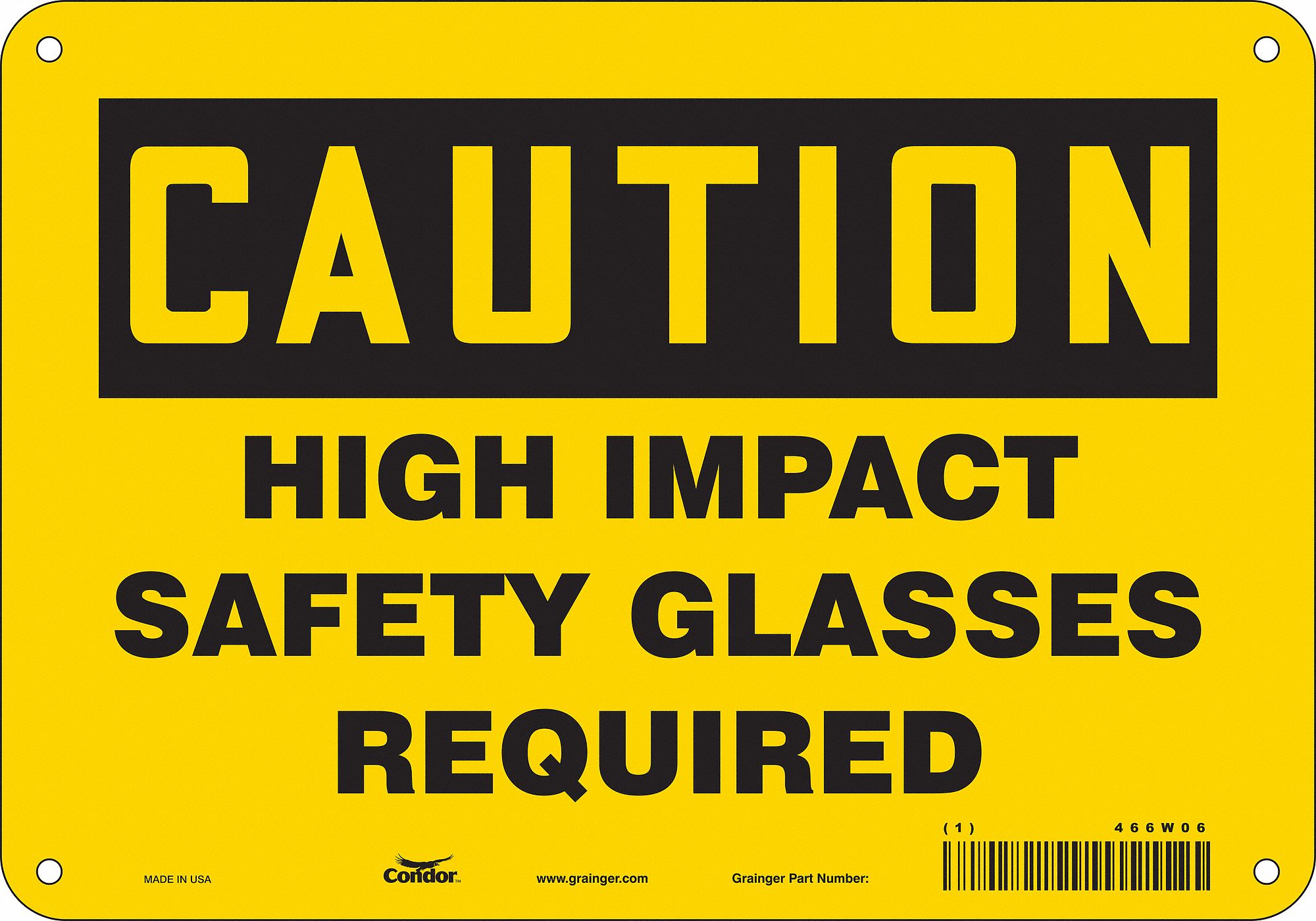 Safety Sign: Polyethylene, Mounting Holes Sign Mounting, 7 in x 10 in Nominal Sign Size, Caution