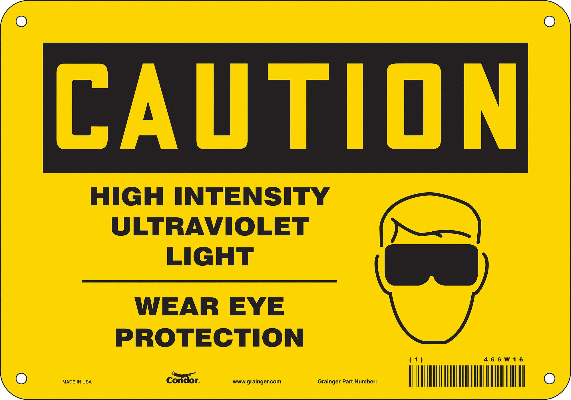 Safety Sign: Aluminum, Mounting Holes Sign Mounting, 7 in x 10 in Nominal Sign Size, 0.032 in Thick