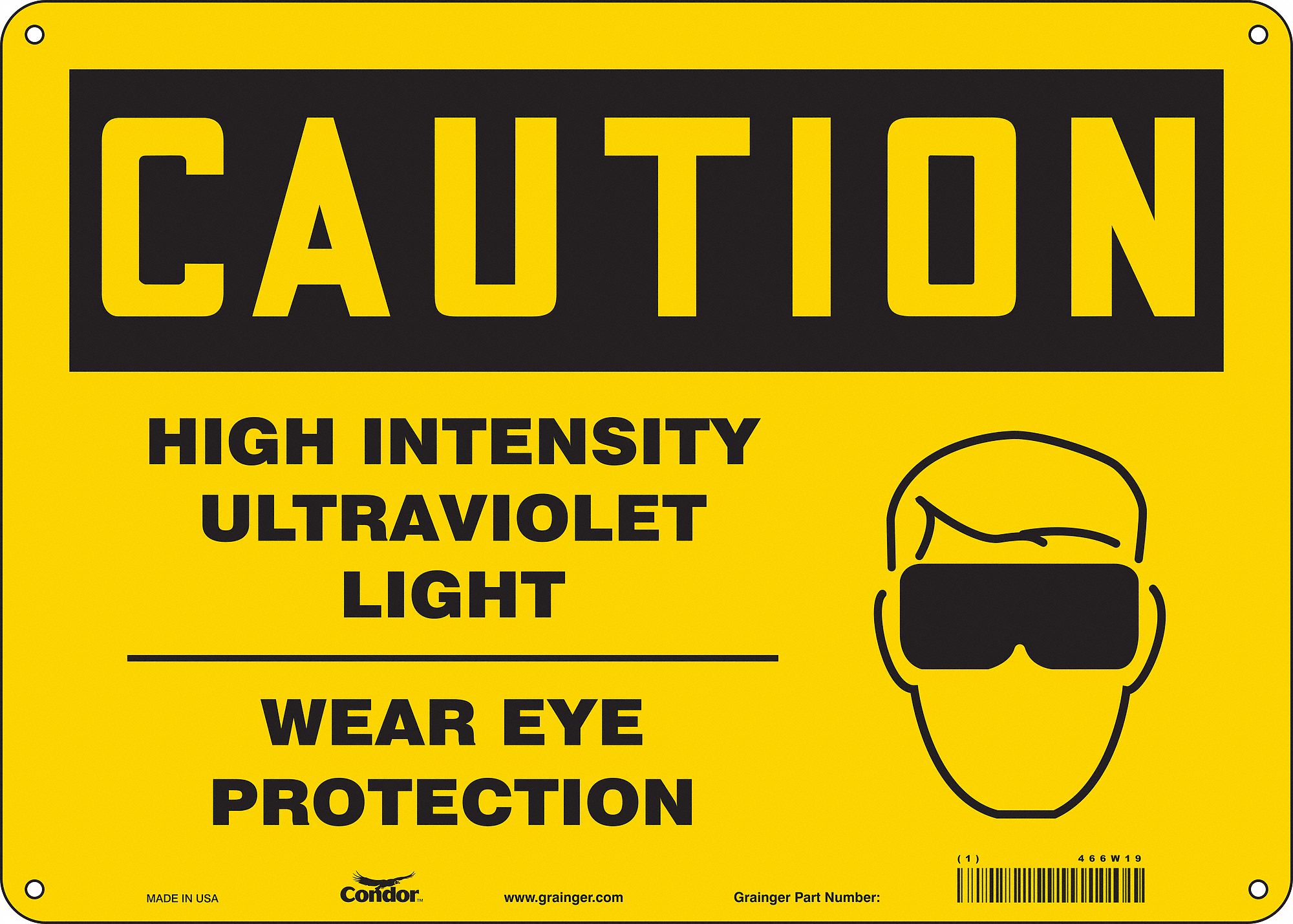 Safety Sign: Polyethylene, Mounting Holes Sign Mounting, 10 in x 14 in Nominal Sign Size, Caution