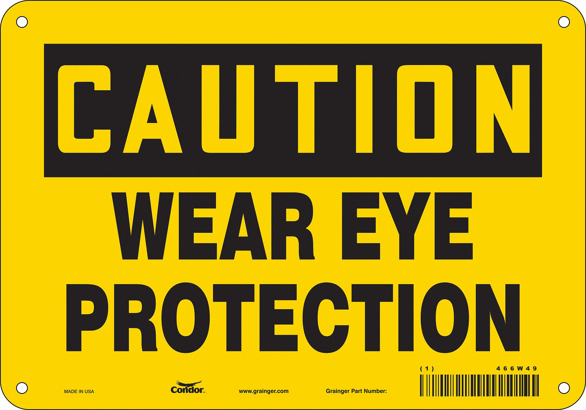 Safety Sign: Aluminum, Mounting Holes Sign Mounting, 7 in x 10 in Nominal Sign Size, 0.032 in Thick