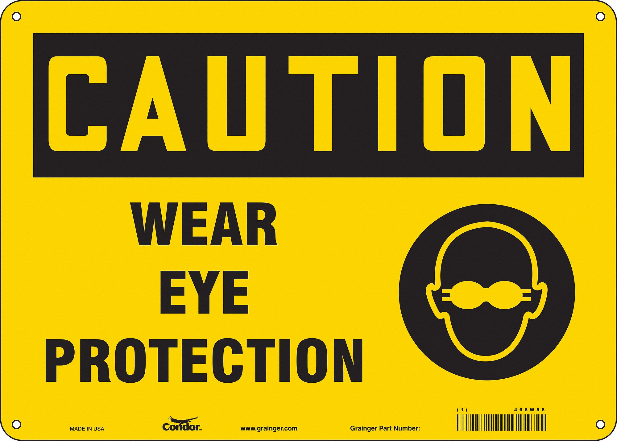 Safety Sign: Aluminum, Mounting Holes Sign Mounting, 10 in x 14 in Nominal Sign Size, 0.032 in Thick